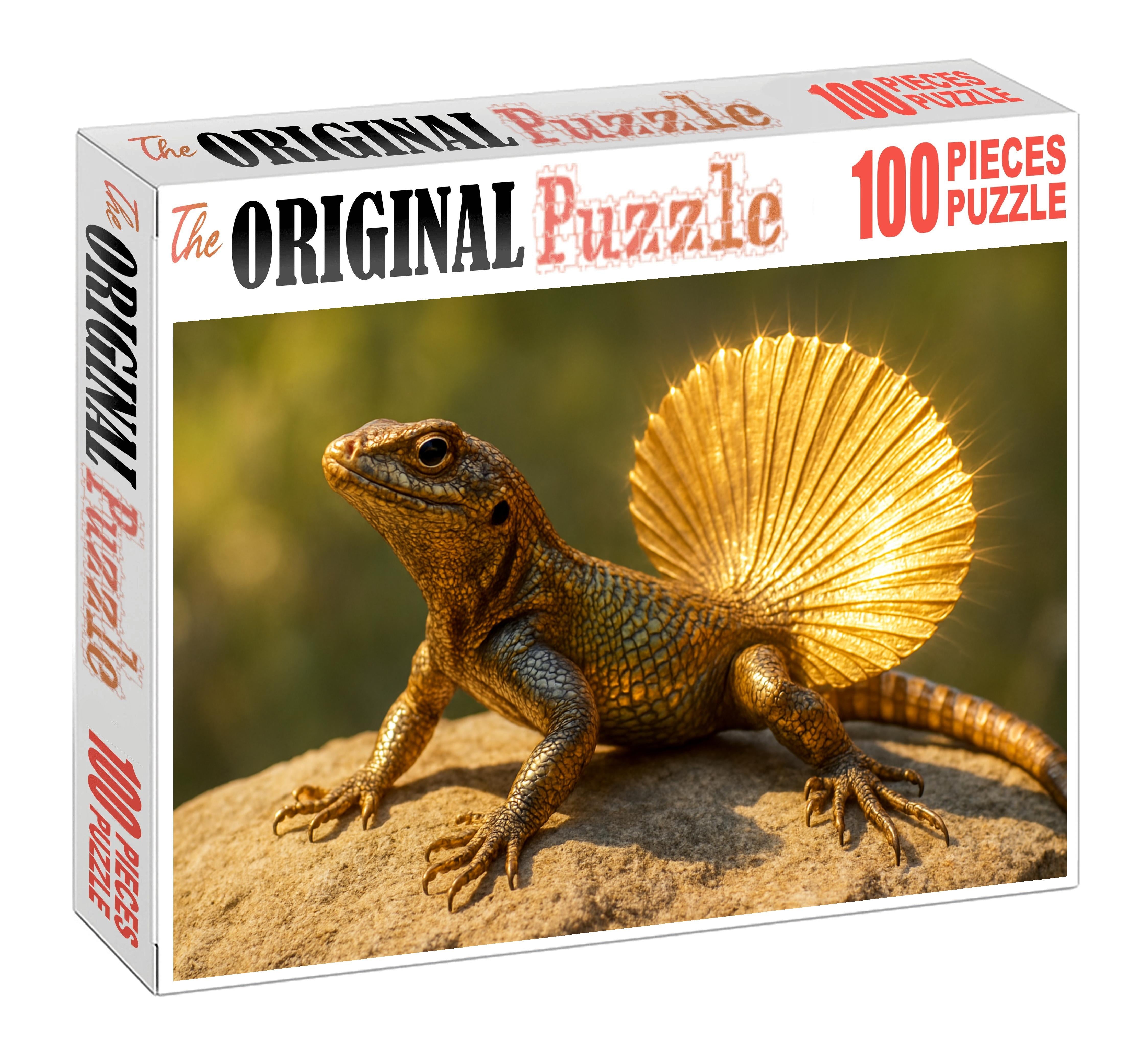 Gilded Fan-tailed Skink Shimmering Reptile With Elaborate Display Feathers Puzzle Fun