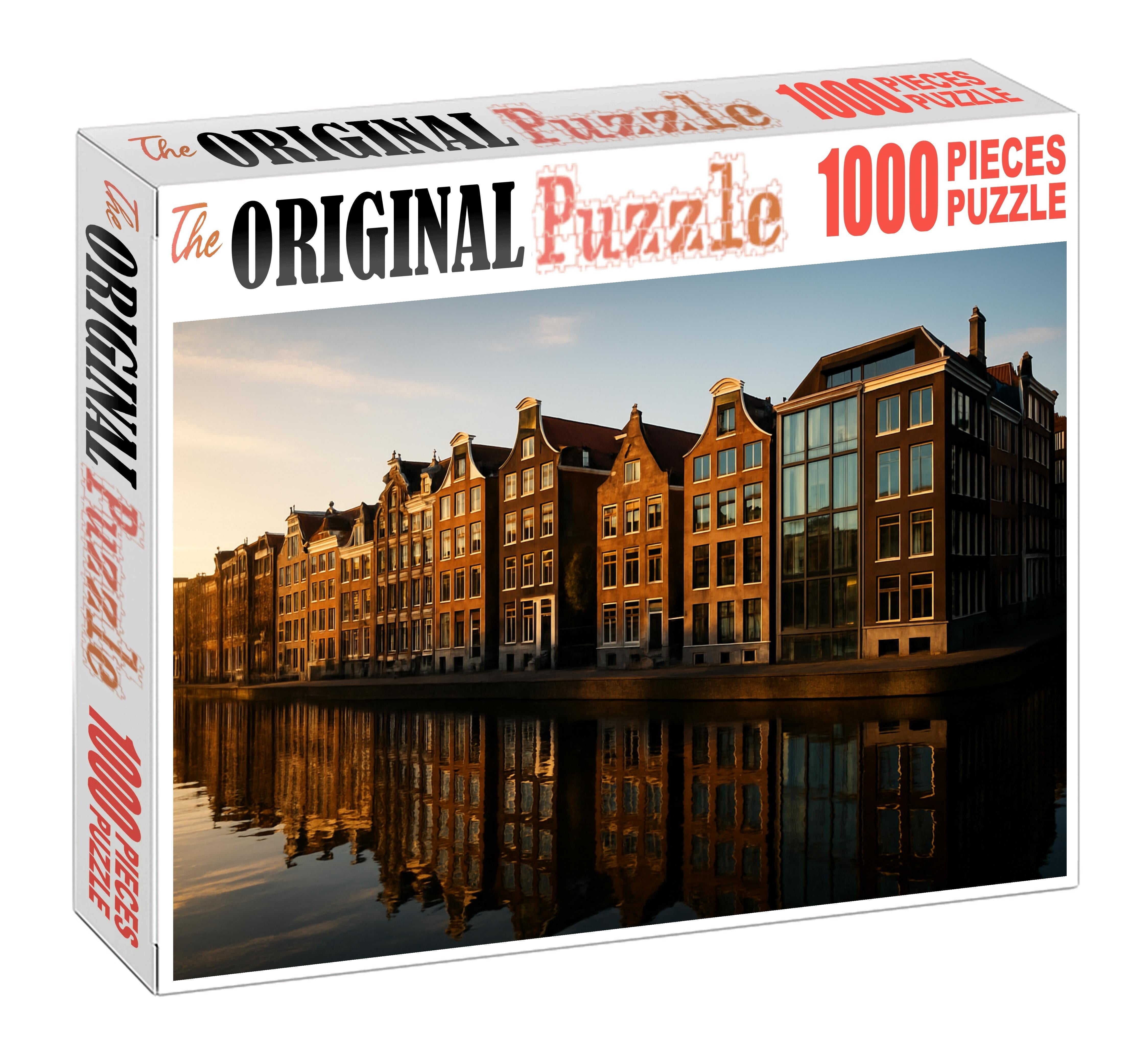 Amsterdam Waterfront Skyline Historic Canals Meet Contemporary Silhouettes 100 Piece Puzzle