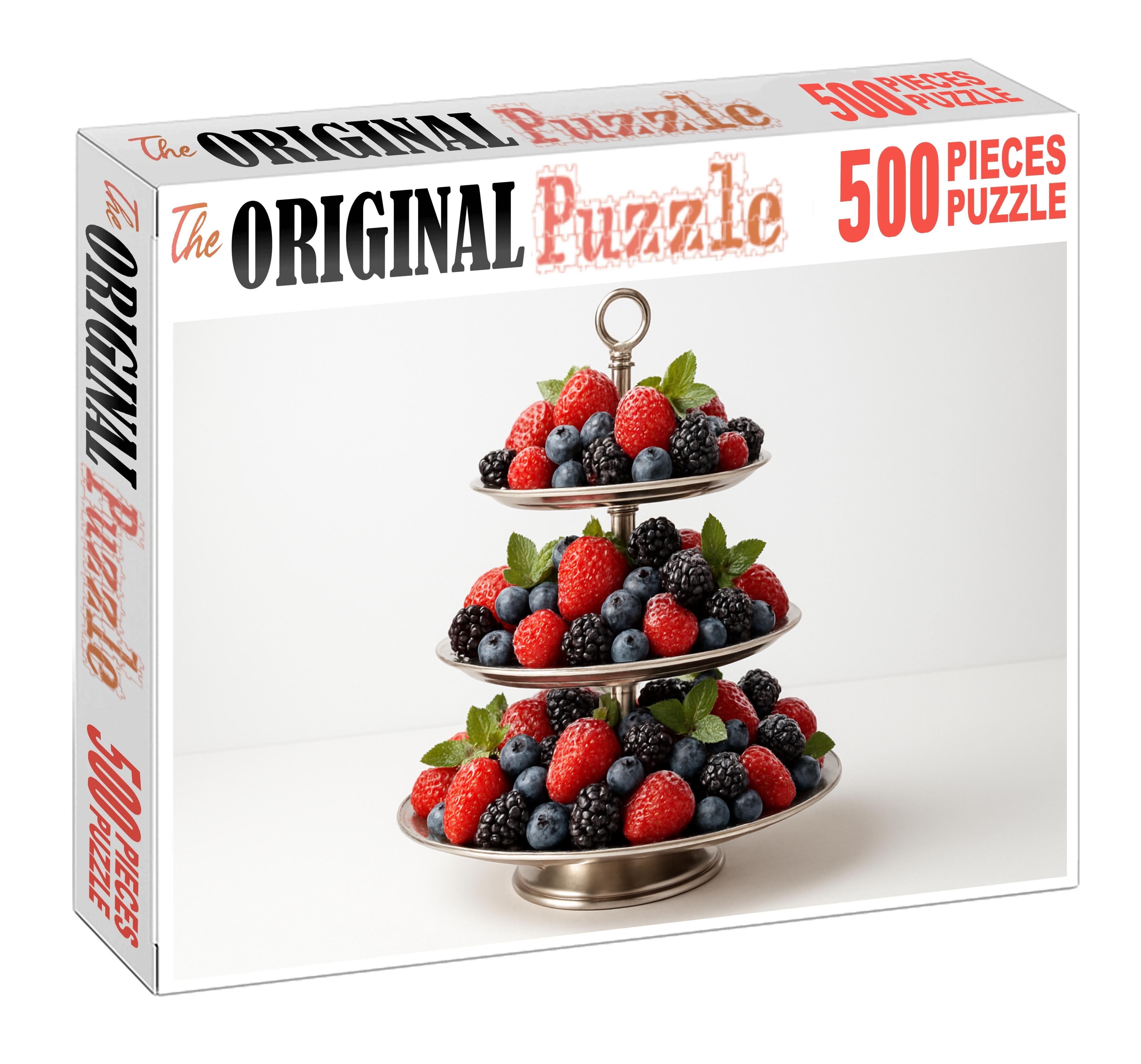 Berry Cascade Towering Arrangement Of Strawberries Blueberries And Blackberries 20 Piece Puzzle
