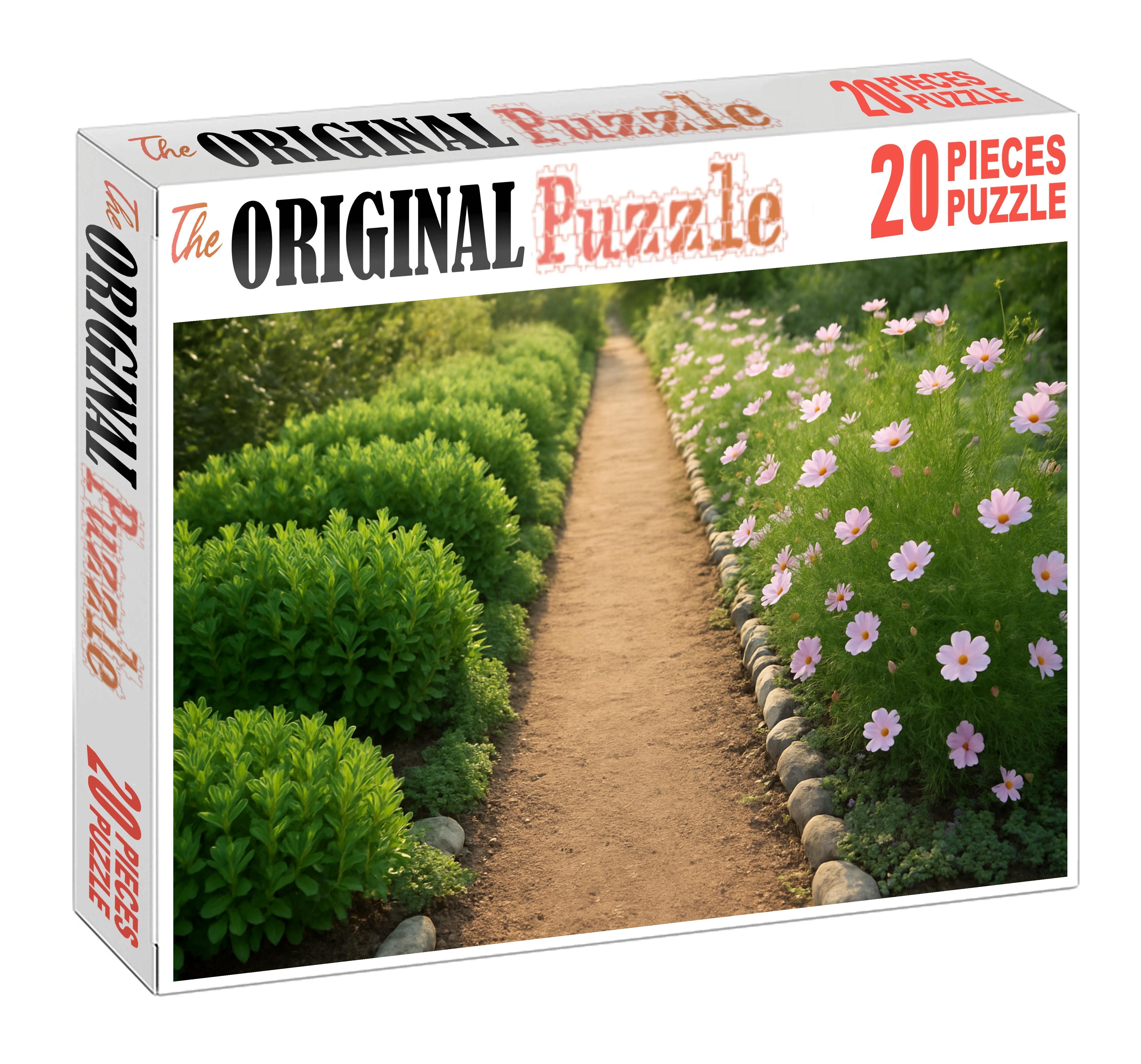 Serene Herb Garden Pathway Structured Rows Of Aromatic Foliage And Soft Flowers 50 Piece Puzzle