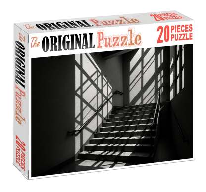 Architectural Stairwell Study Technical Ink Drawing With Crosshatch Shadows 20 Piece Puzzle