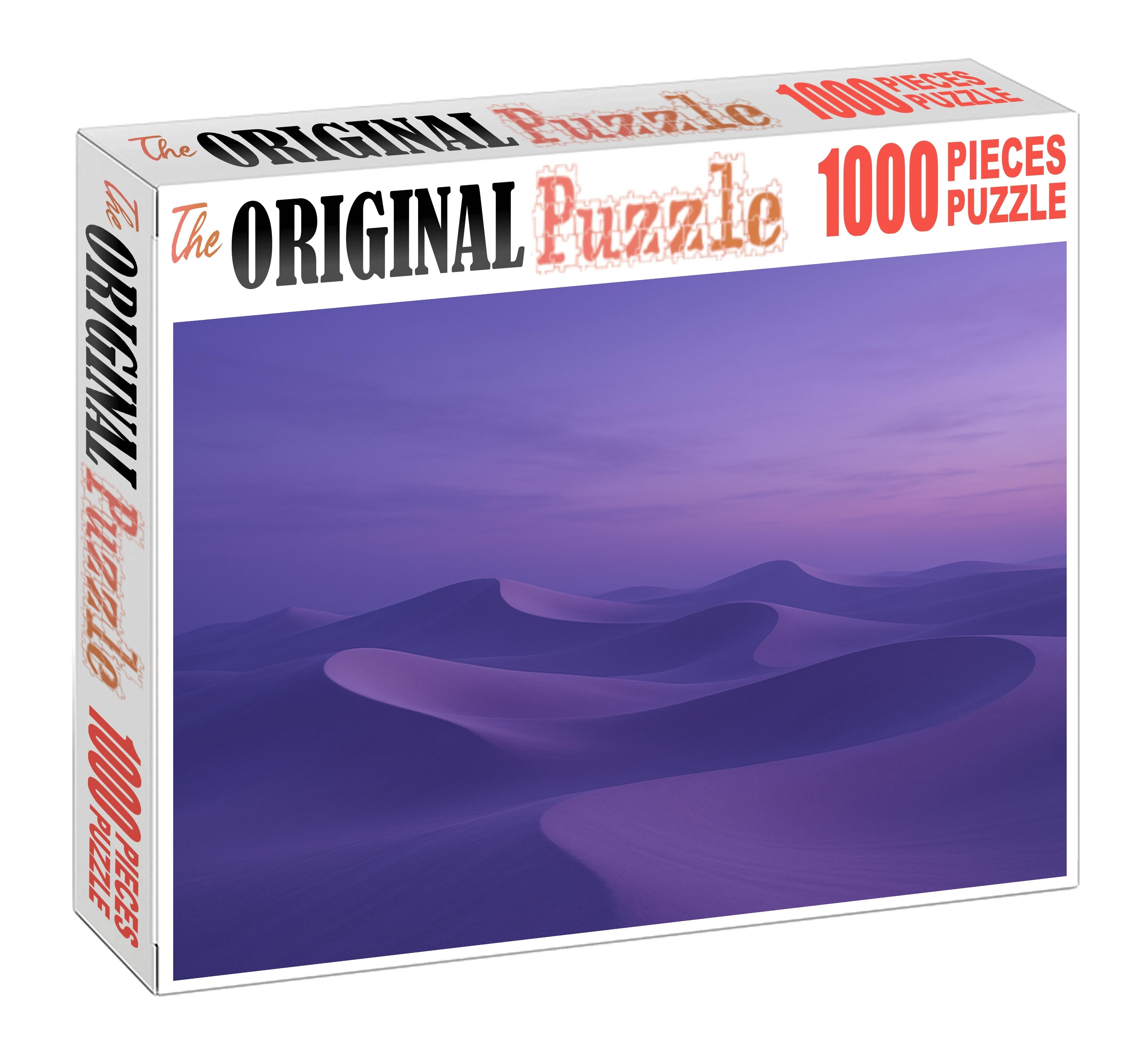 Ivory Crescent Sea Soft Waves Of Pale Sand Under Twilight Premium Puzzle Pieces