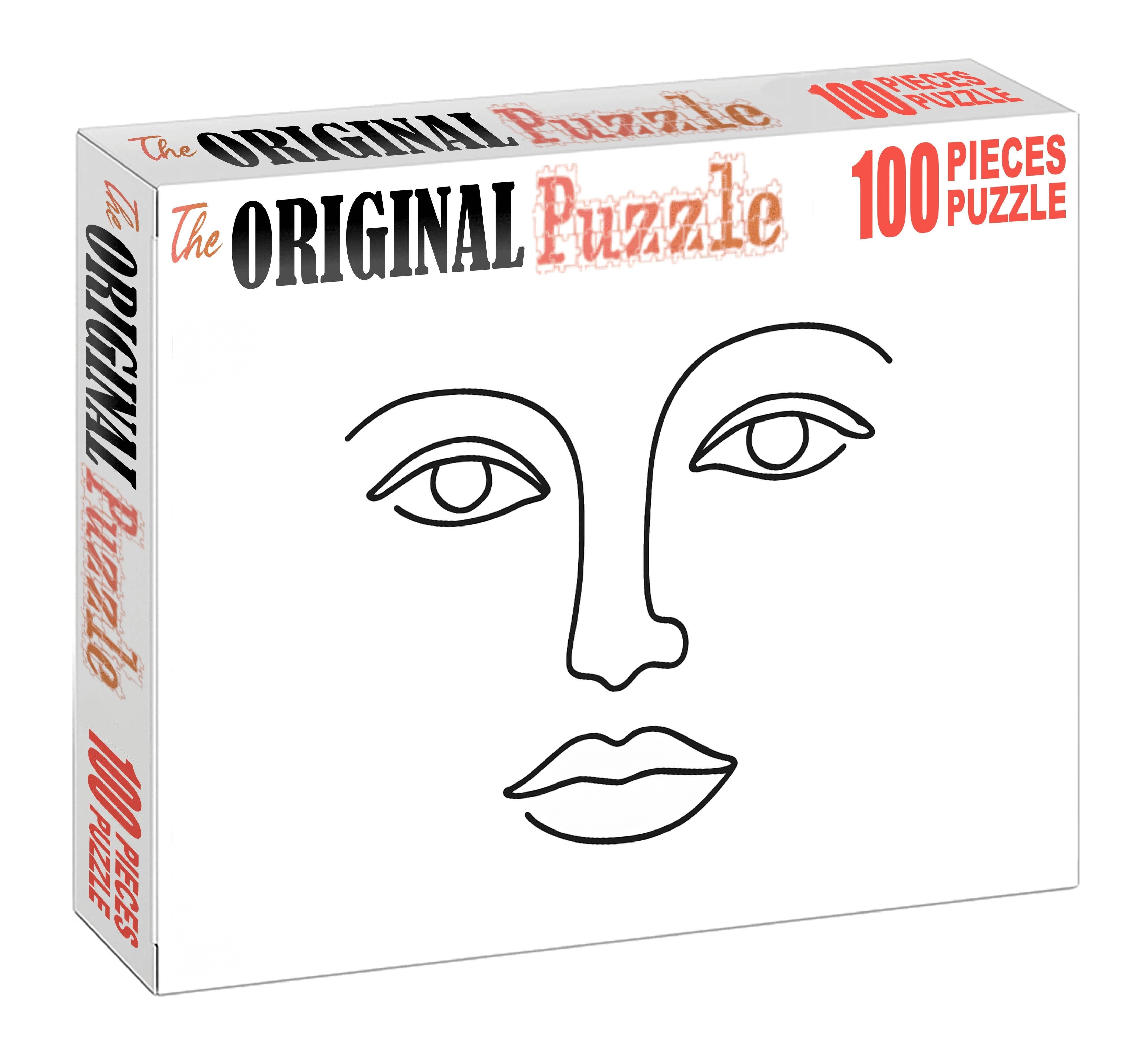 Portrait Study In Contour Lines Minimalist Ink Drawing With Emphasis On Expression 1000 Piece Puzzle