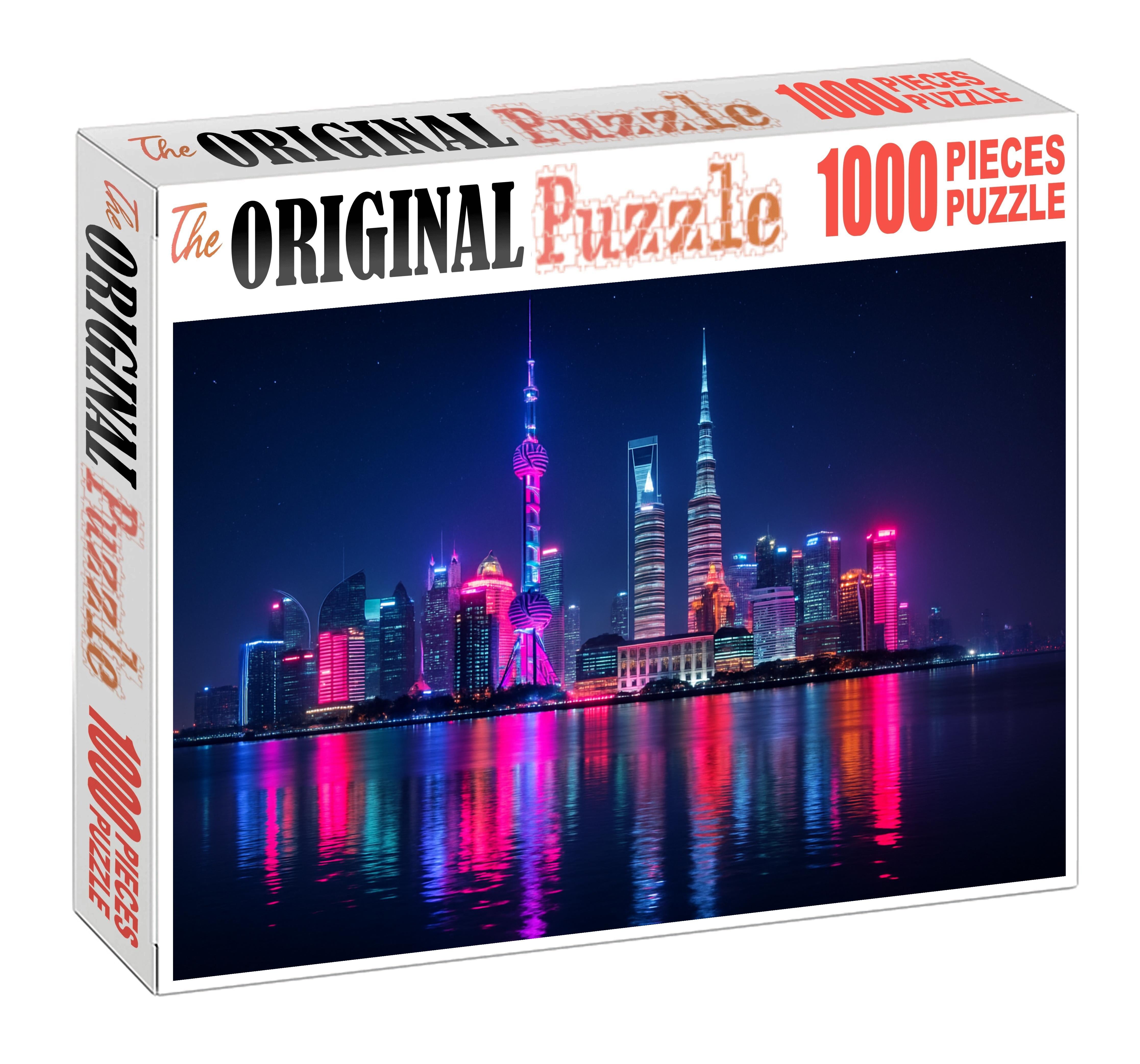 Tokyo Bay Skyline Neon-lit Urban Spectacle With Tokyo Skytree And Tokyo Tower Puzzle For Adults