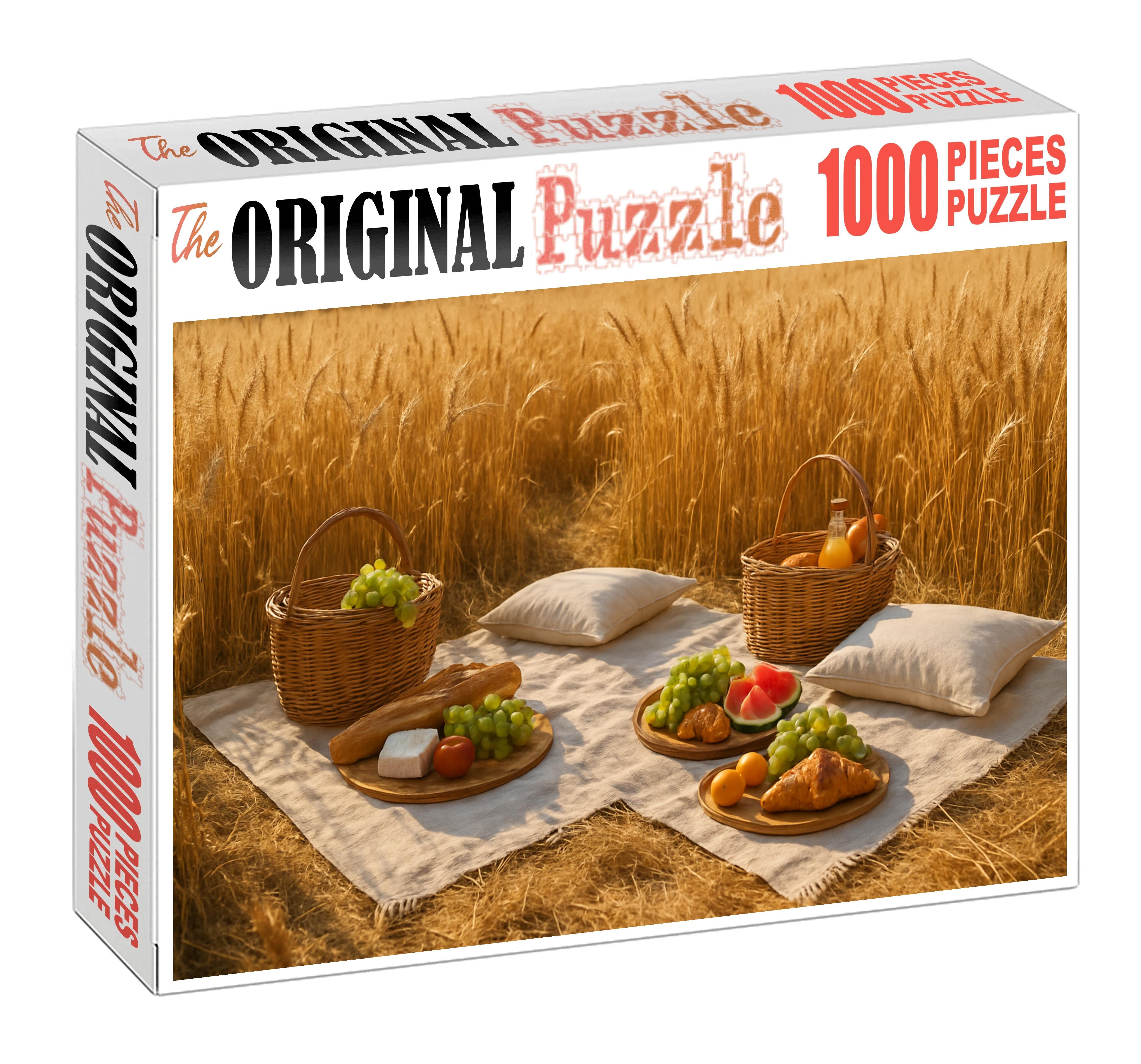 Golden Wheat Fields Picnic Baskets And Sunlit Silhouettes Puzzle Fun