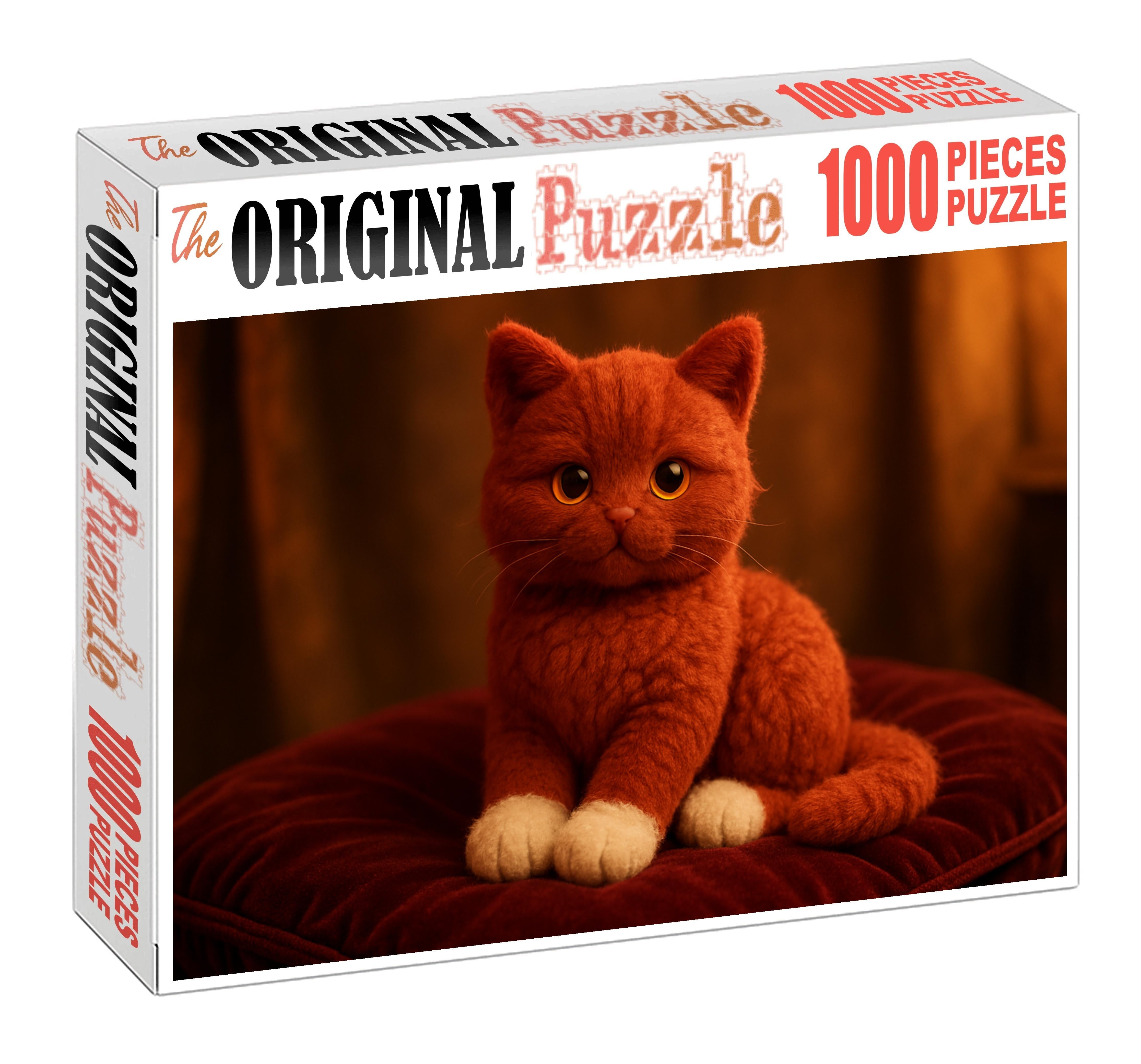 Crimson Velvet Plush Red Mitted Cat With Playful Grace 1000 Piece Puzzle