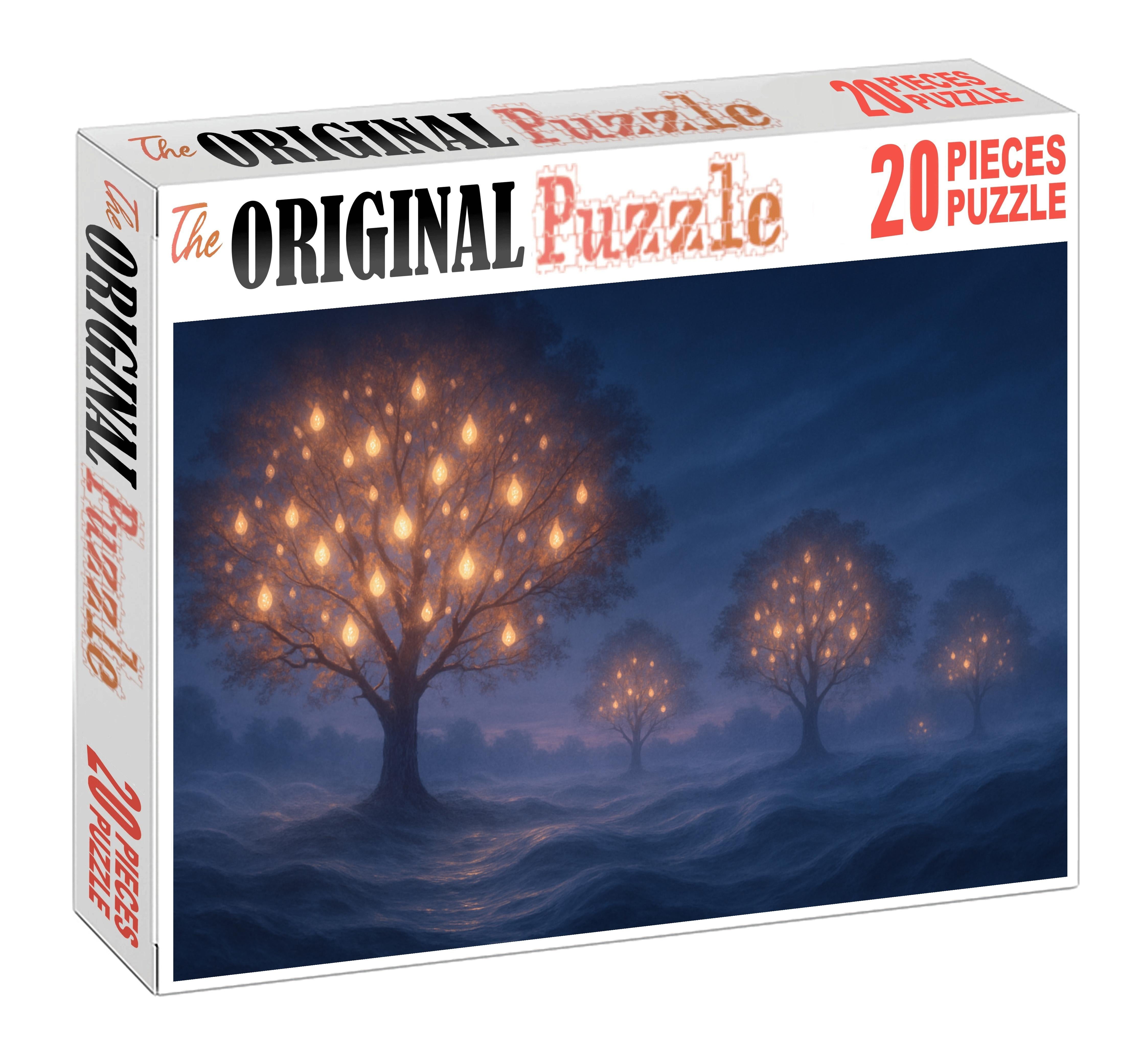 Whispering Lantern Grove Illuminated Trees Murmuring In Twilight Puzzle Fun