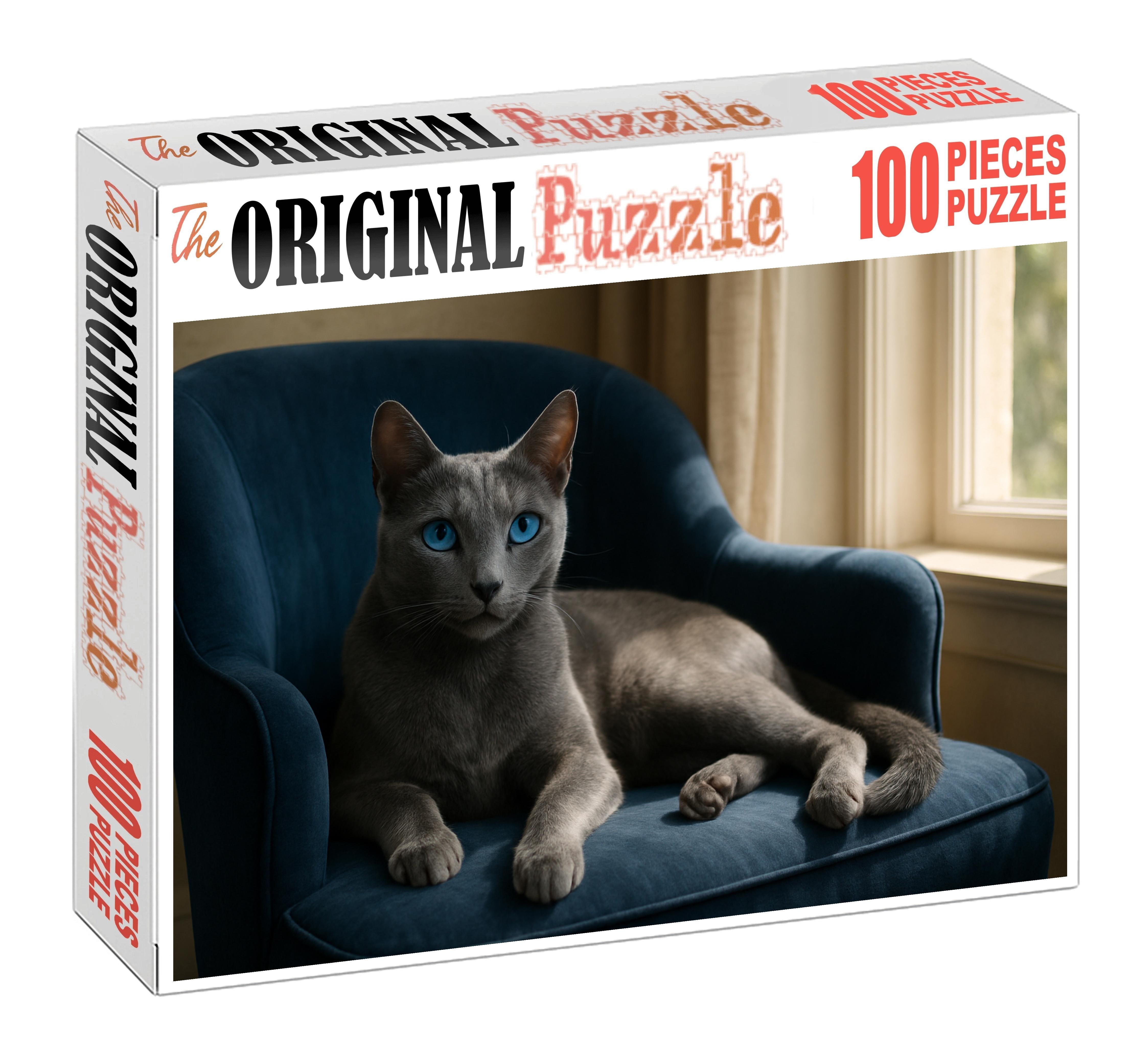 Azure Glow Luminous Blue-eyed Feline With Silky Fur Challenging Puzzles