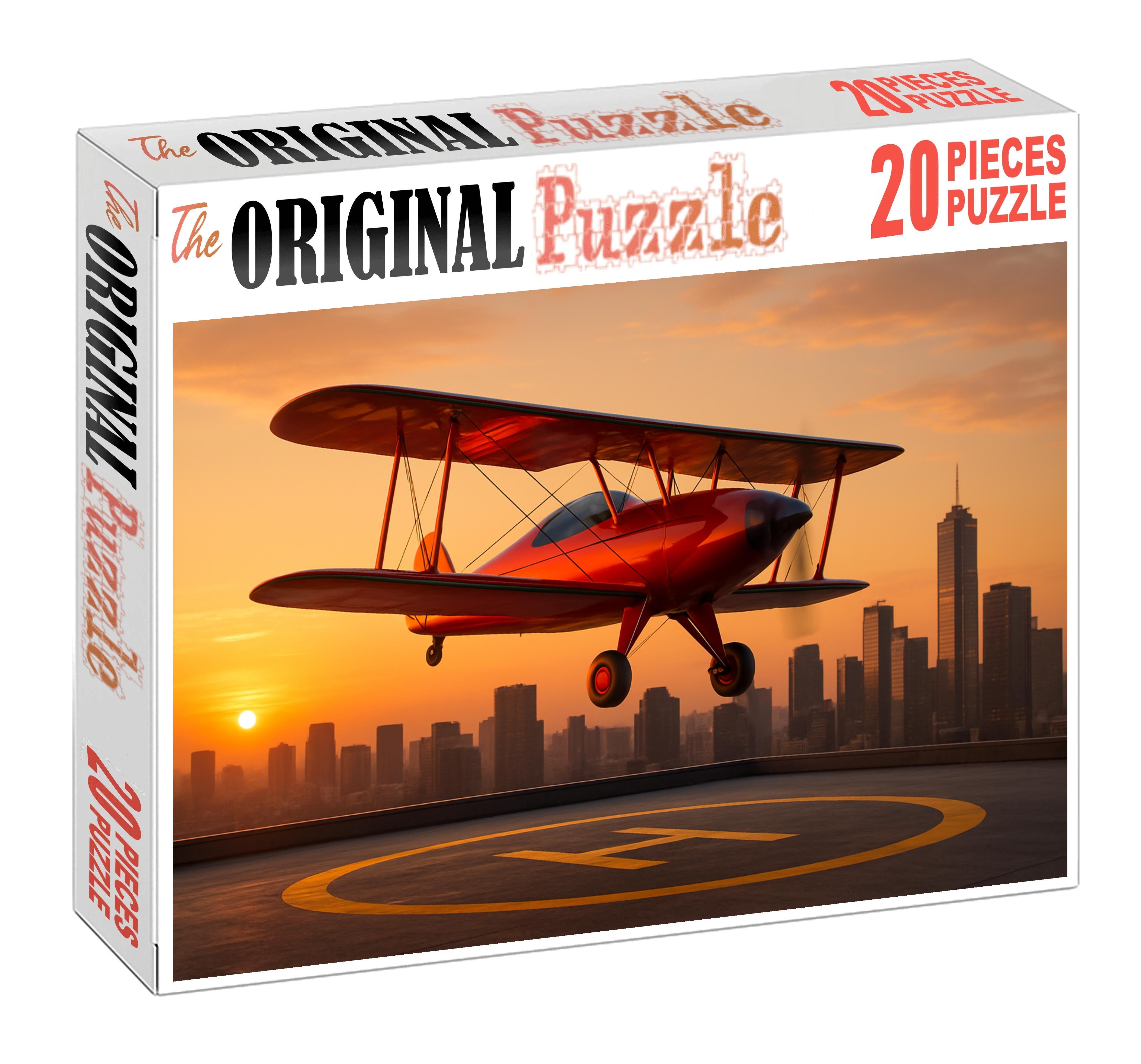 Retro-futuristic Electric Biplane Taxi 50 Piece Puzzle