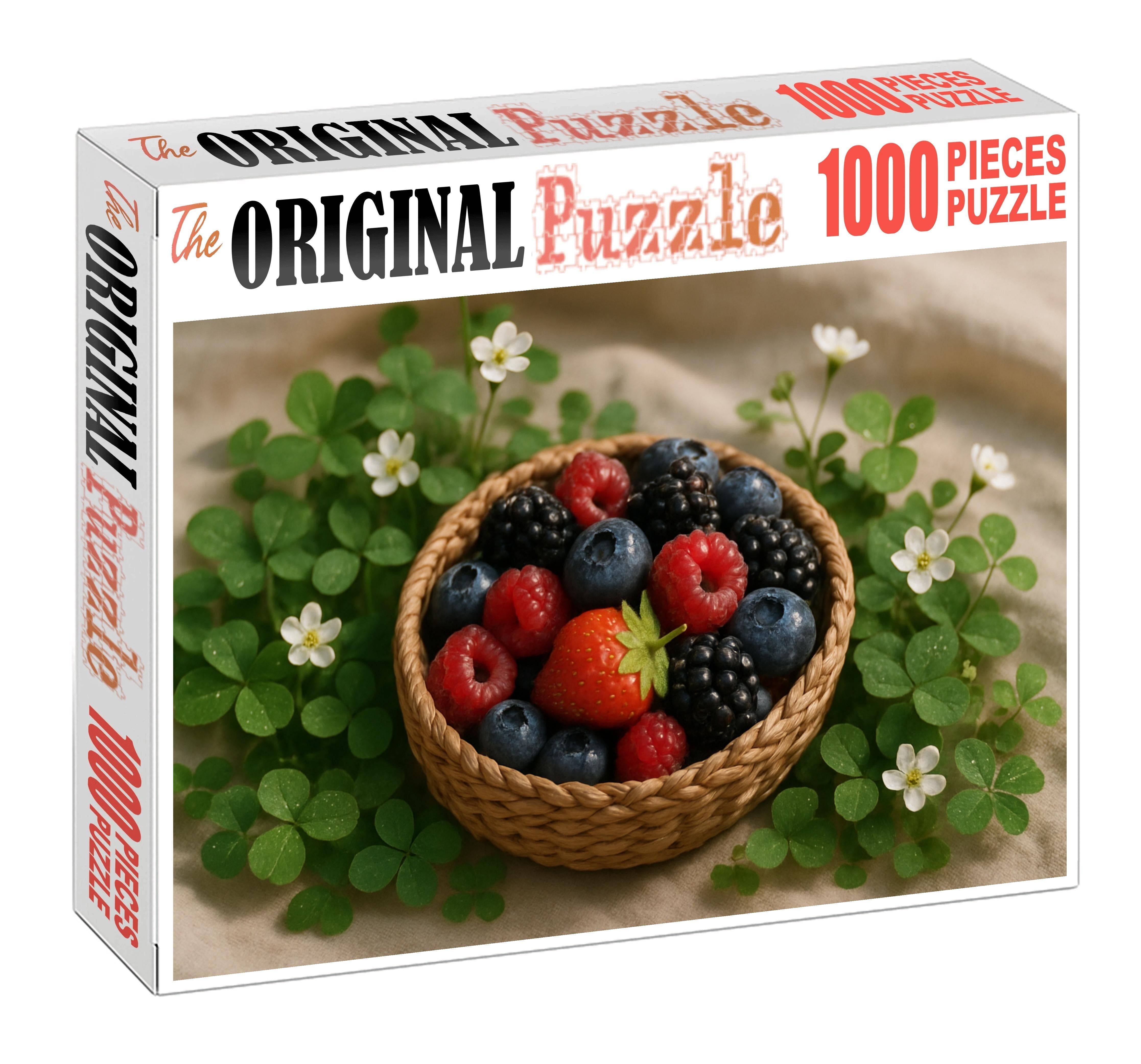 Berry Picnic Charm Handpicked Mixed Berries In Woven Basket Puzzle Challenge