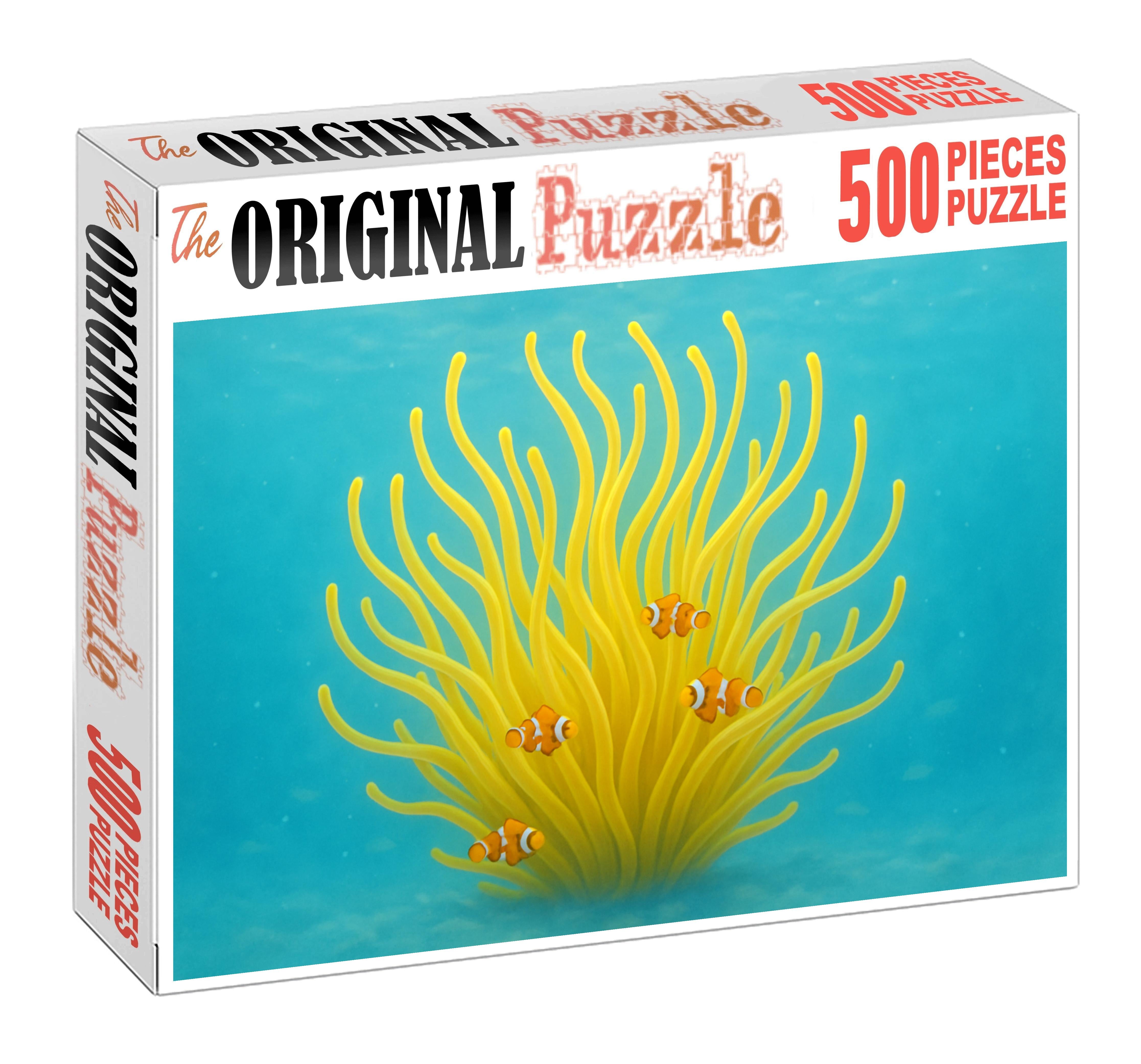 Golden Orb Anemone Radiant Tentacled Drifter With Symbiotic Clingfish 200 Piece Puzzle
