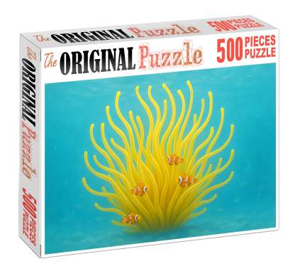 Golden Orb Anemone Radiant Tentacled Drifter With Symbiotic Clingfish 200 Piece Puzzle