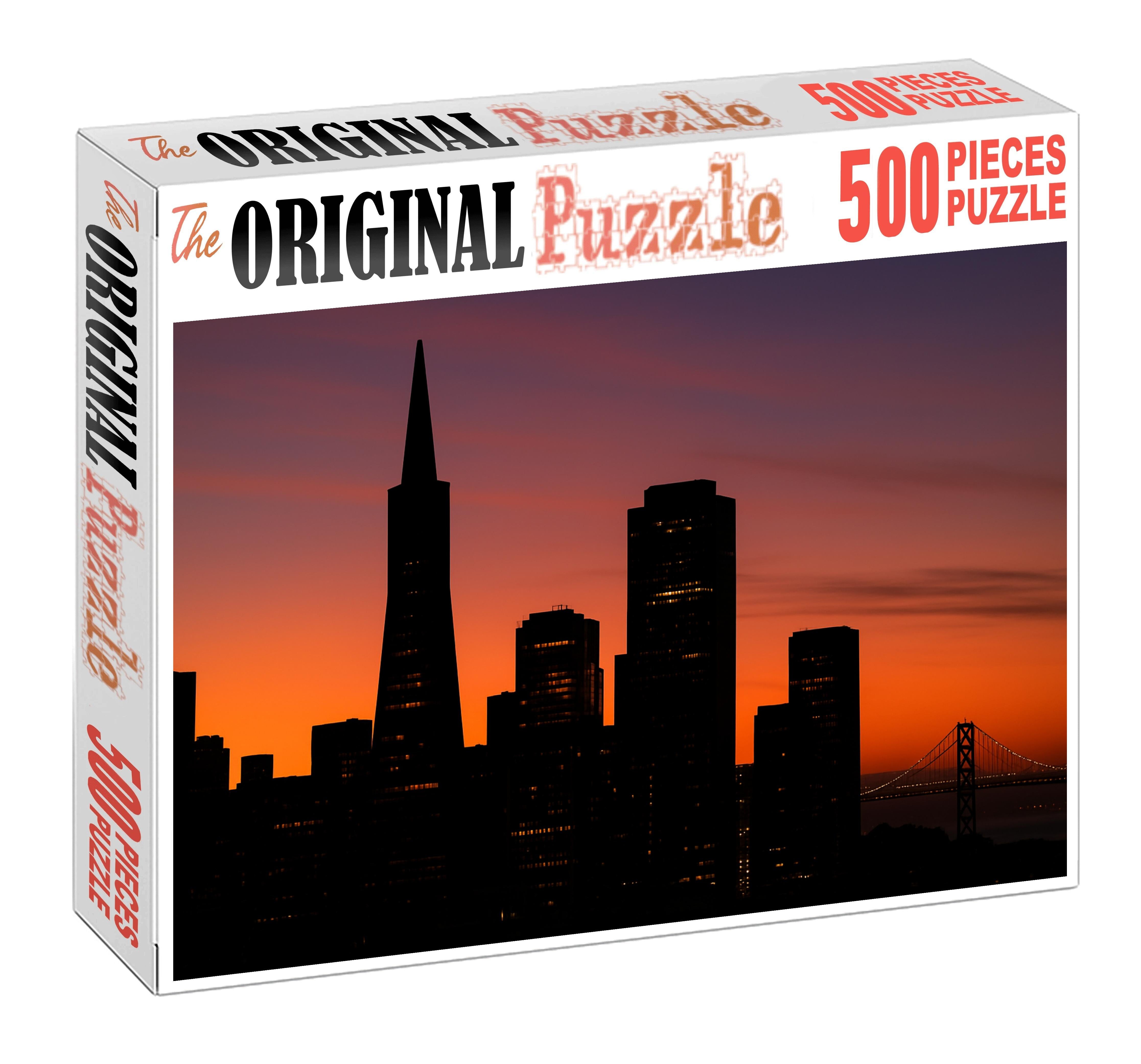 San Francisco Financial District Skyline Historic And Contemporary Synthesis 300 Piece Puzzle