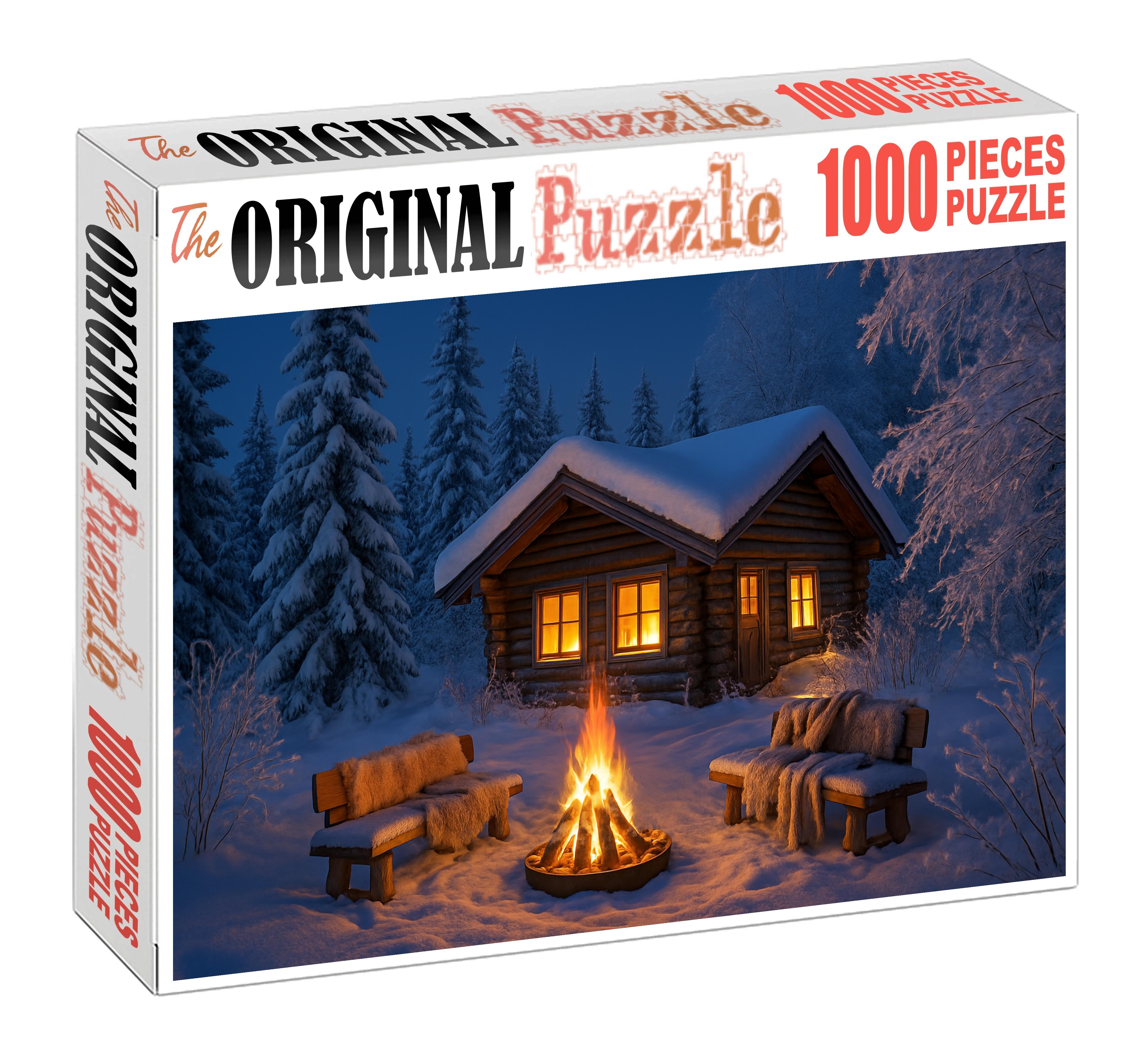 Frost-kissed Cabin Retreat Large Format Puzzle