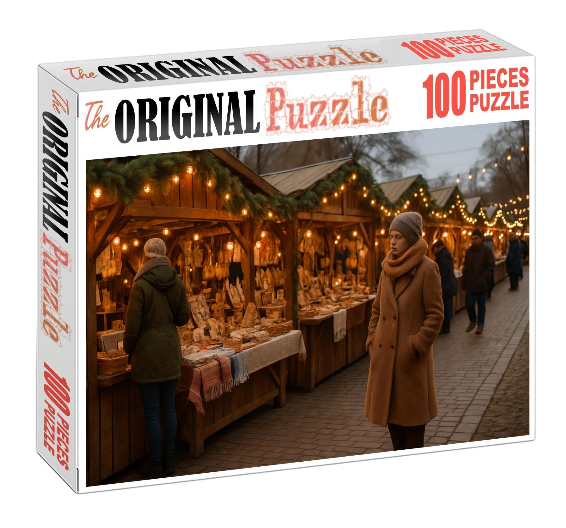 Winter Hearthside Market Warm Lights And Handcrafted Woods 20 Piece Puzzle