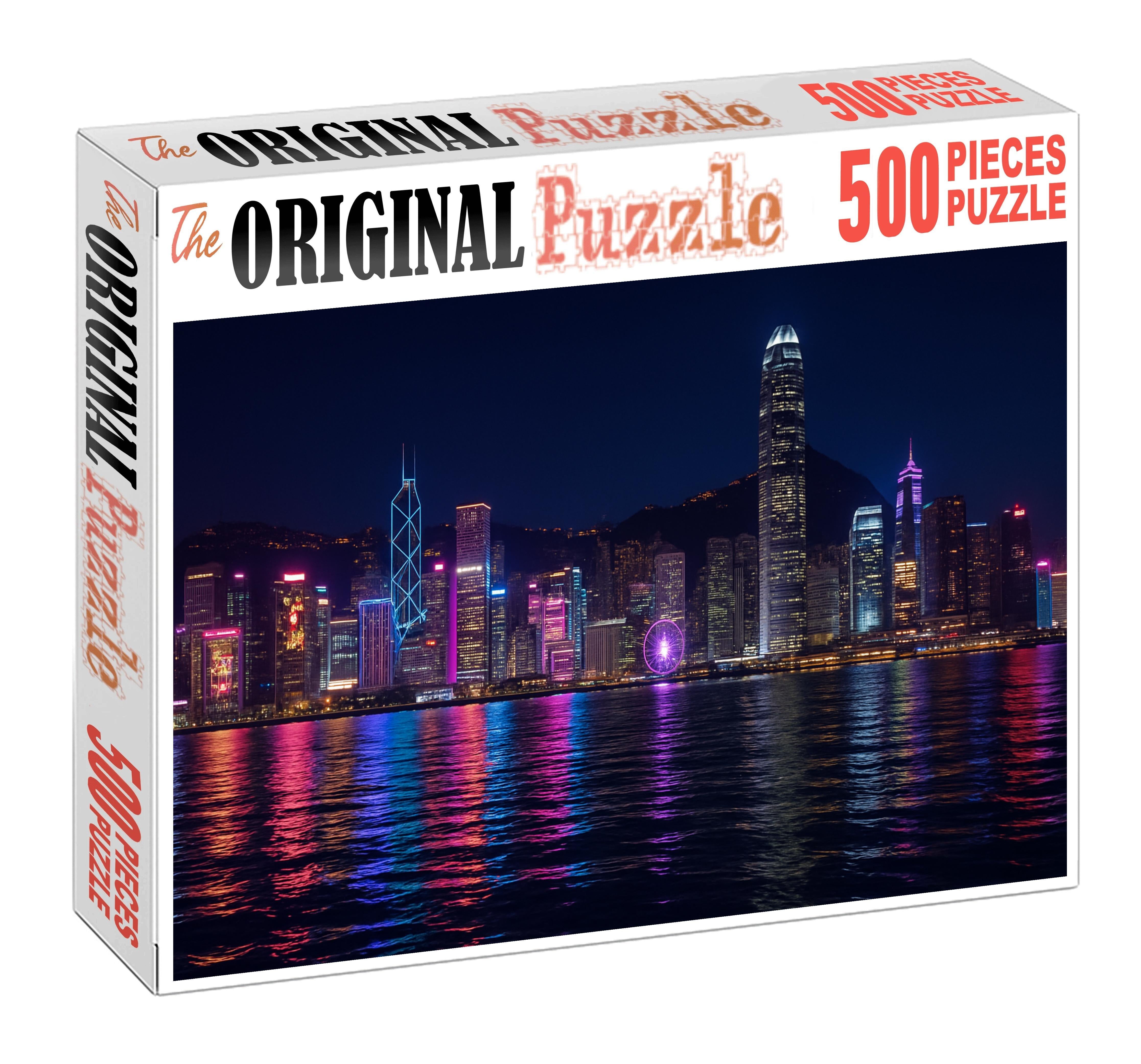 Hong Kong Victoria Harbour Skyline Worlds 7th Most Iconic Skyline Mini Puzzle