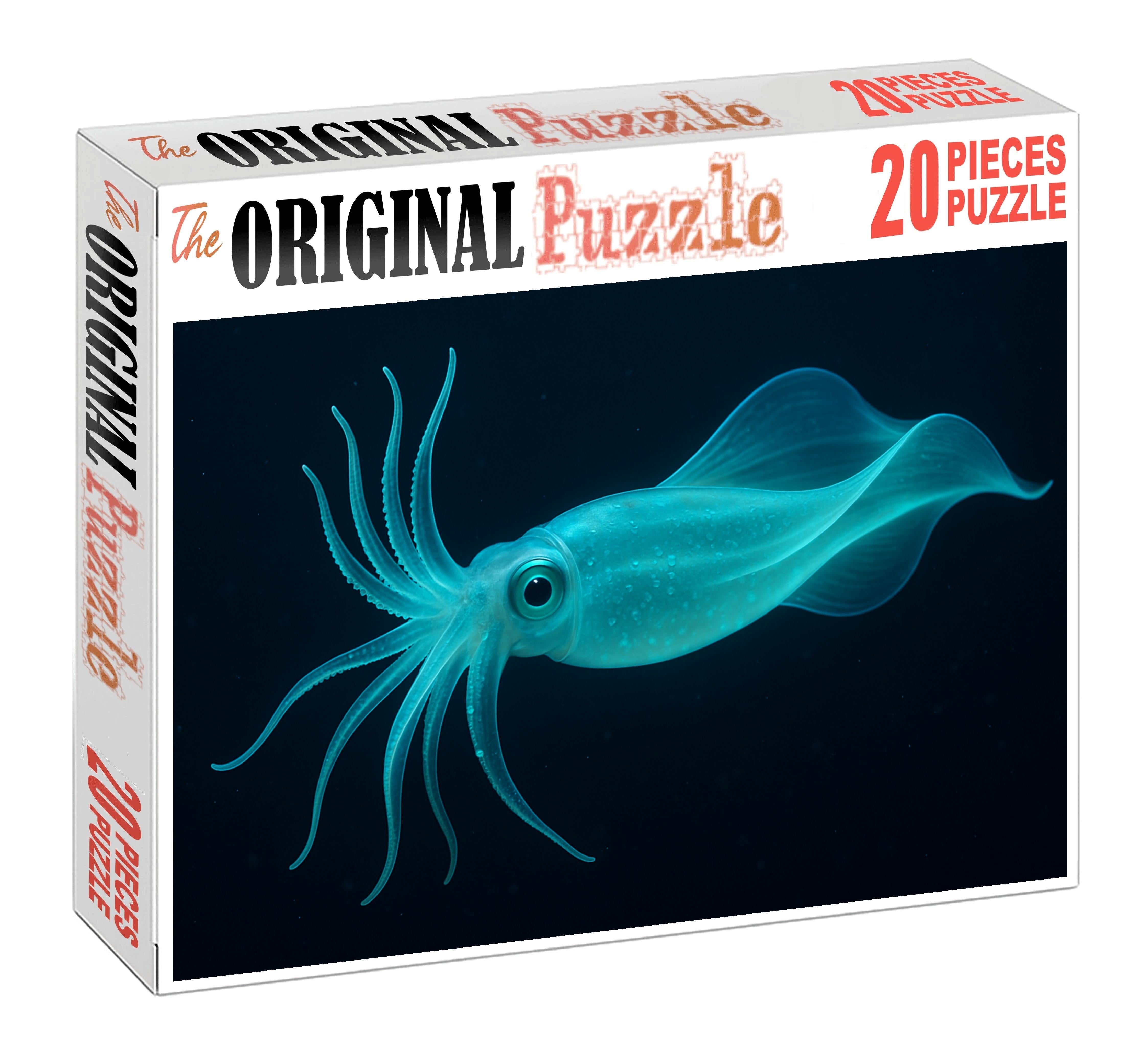 Opaline Ribbon Squid Sleek Cephalopod With Flowing Bioluminescent Stripes 300 Piece Puzzle