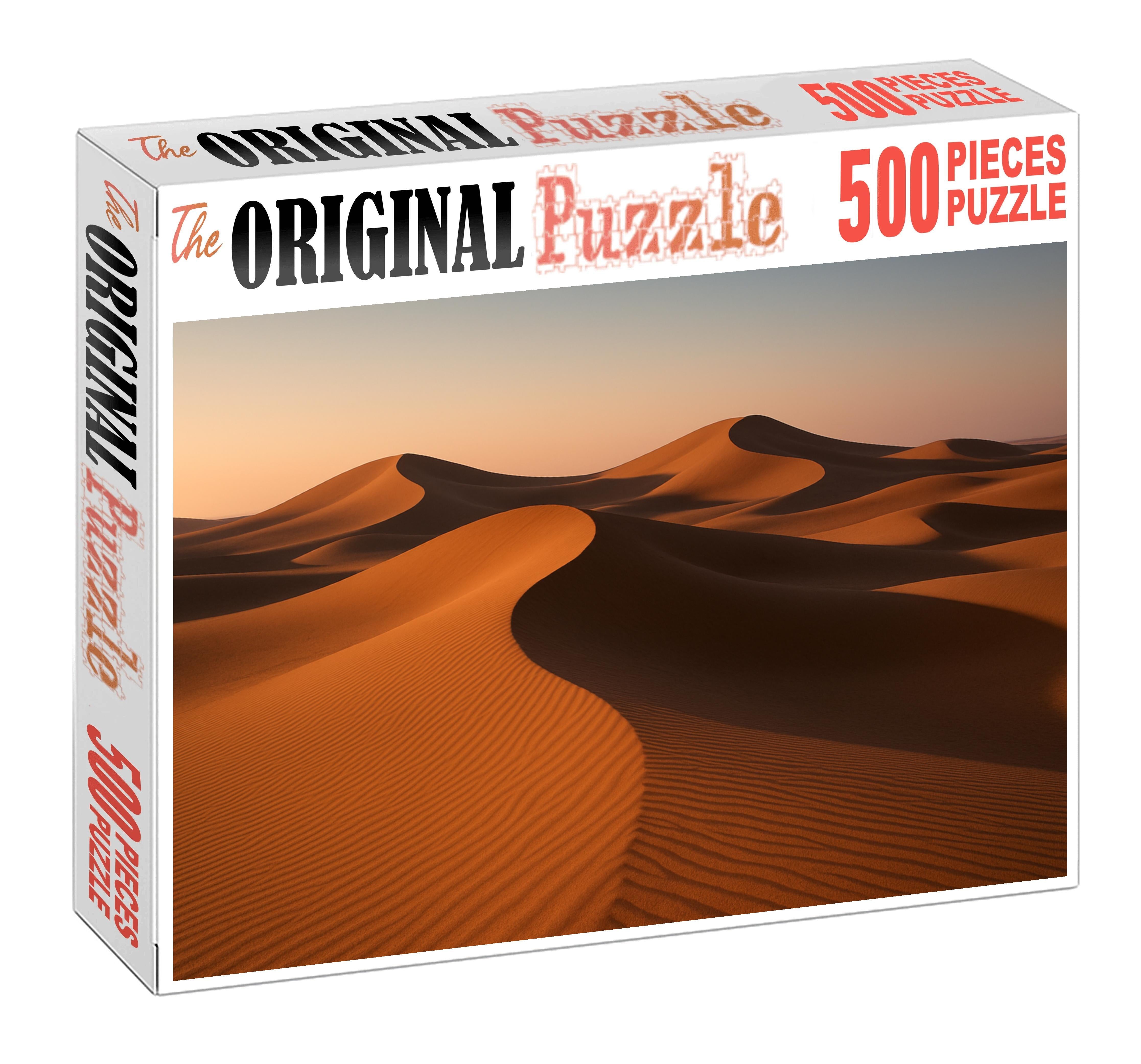 Silent Amber Dunes Tranquil Waves Beneath A Soft Morning Glow Premium Puzzle Pieces