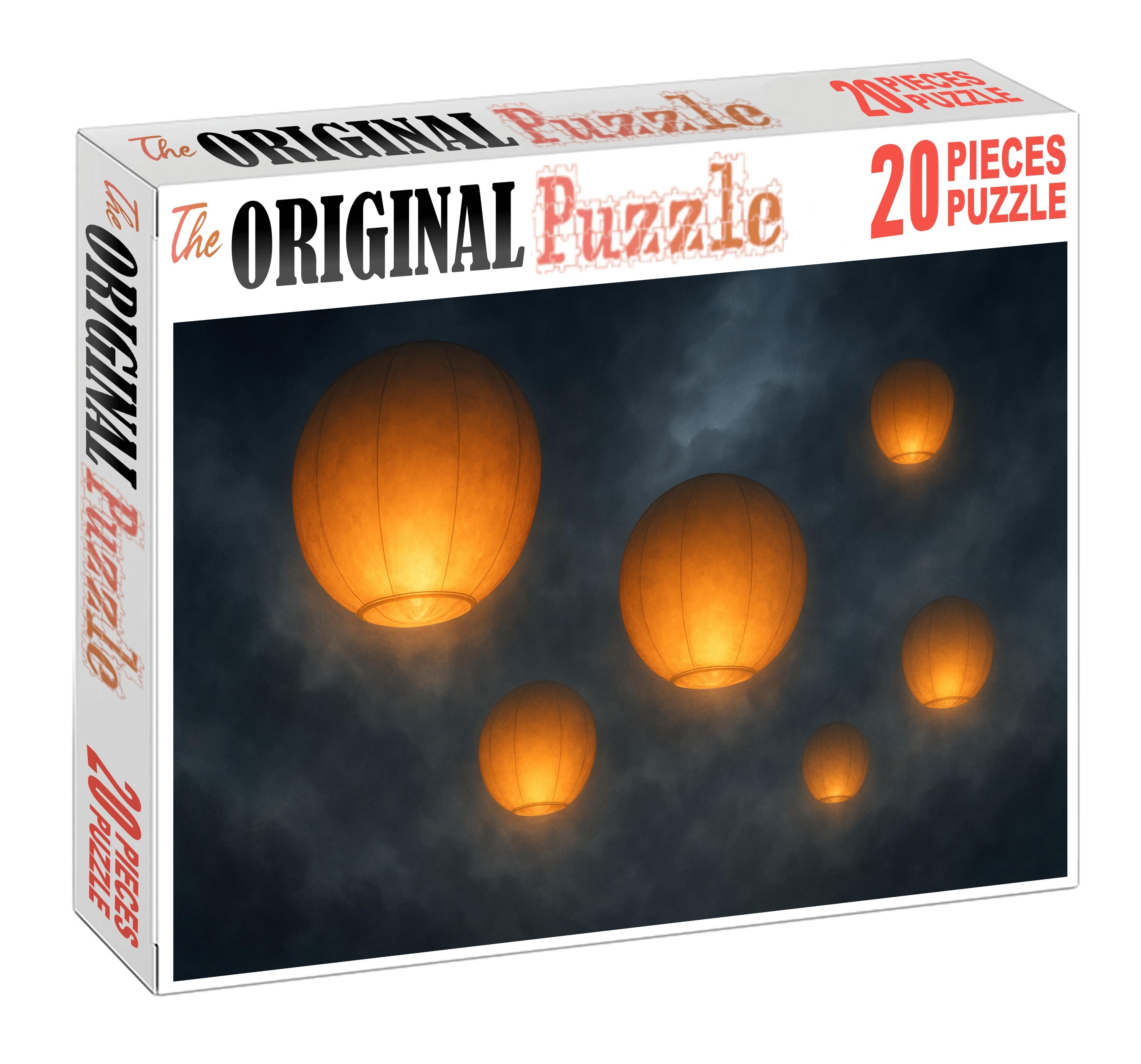 Veil Of The Floating Lanterns Mist-shrouded Orbs Drifting Through Night Unique Puzzle Design