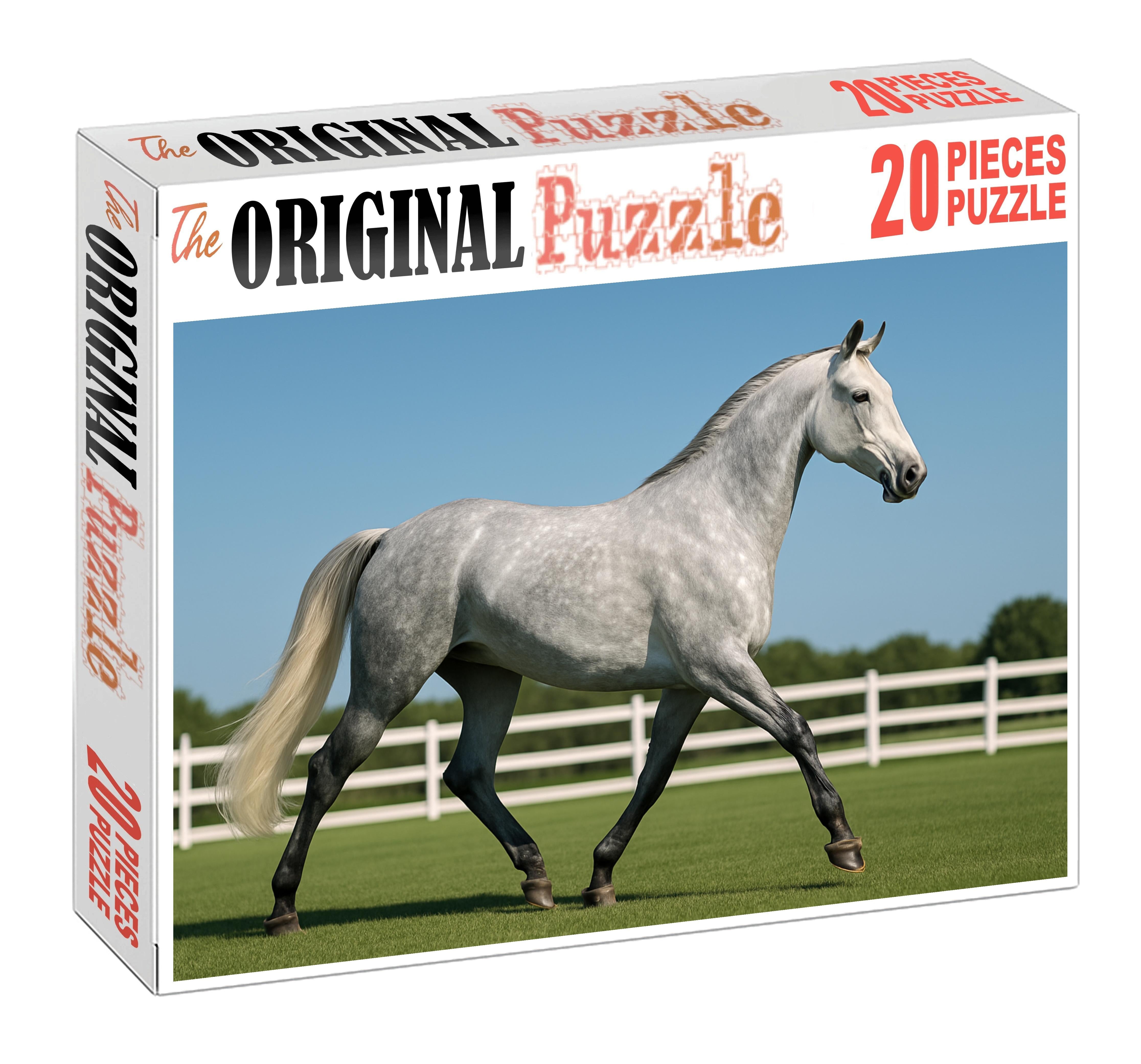 Frostline Whisper Icy Gray Gaited Mare With Floating Trot Puzzle Collection