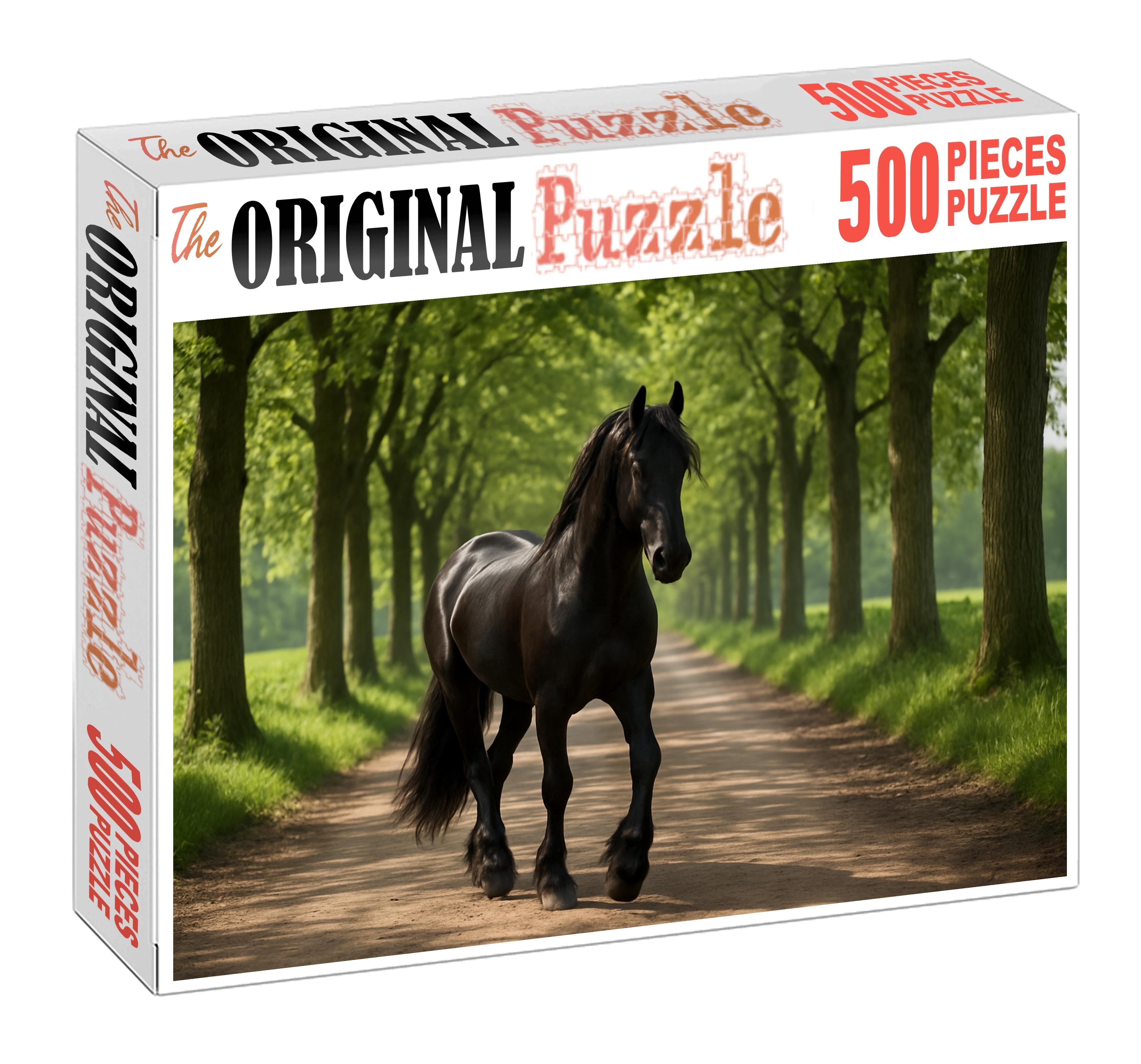 Midnight Velvet Gaiter Glossy Black Tennessee Walker Stallion With Smooth Rhythm Custom Jigsaw Puzzle