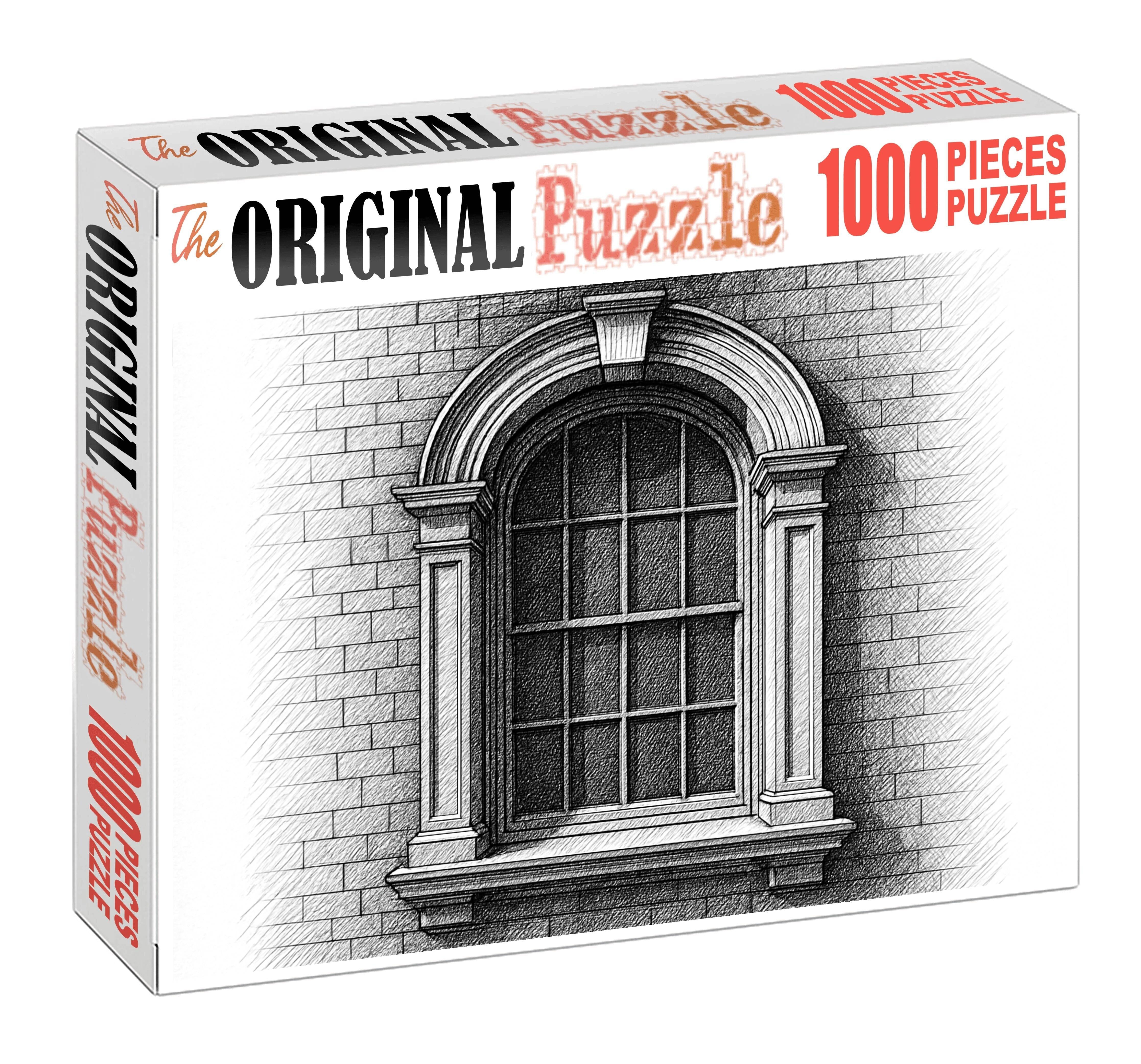 Architectural Window Study Precise Technical Pen Lines With Crosshatching Detail 1000 Piece Puzzle