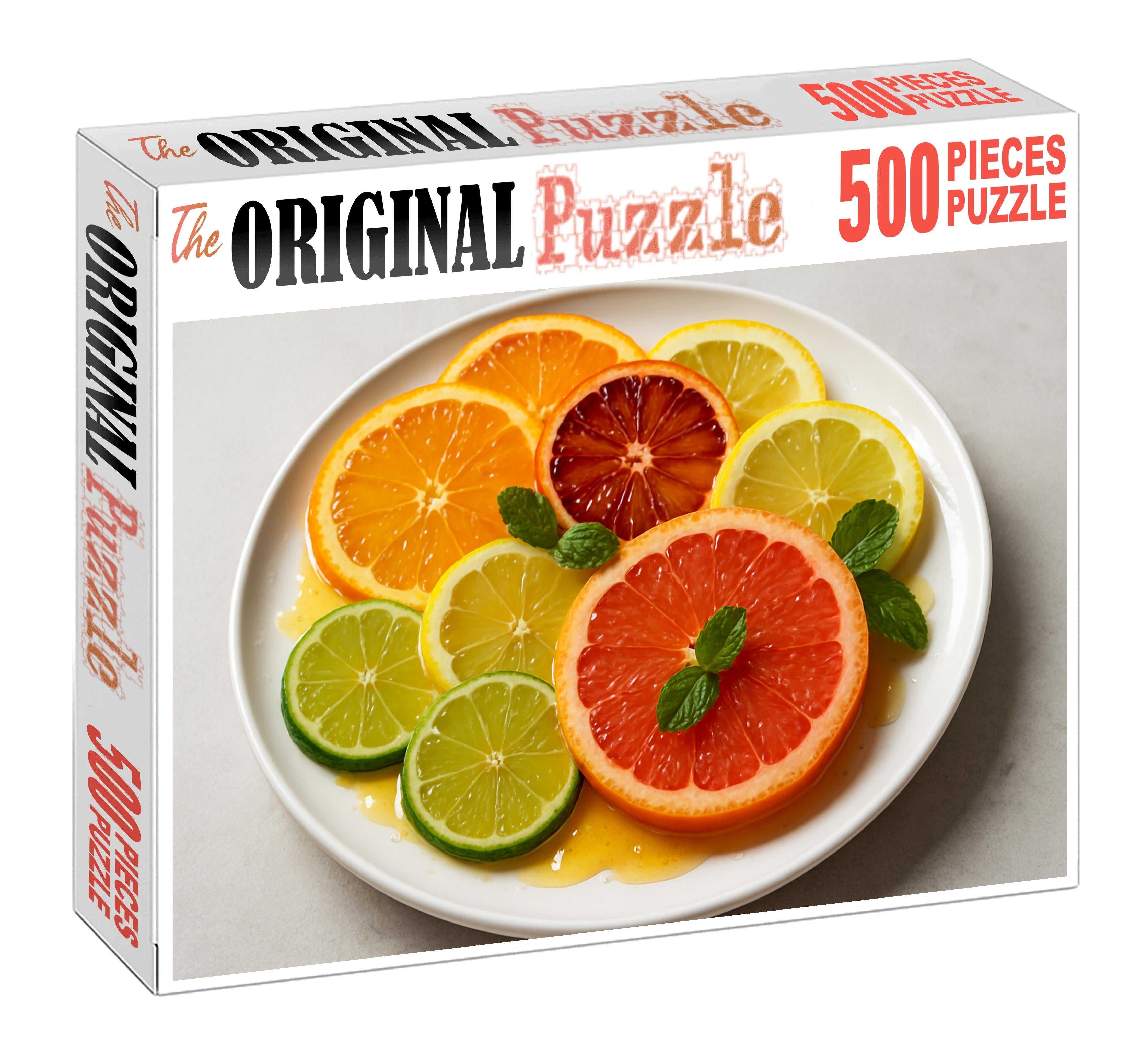 Citrus Spectrum Symphony Sliced Sunshine On Porcelain 20 Piece Puzzle