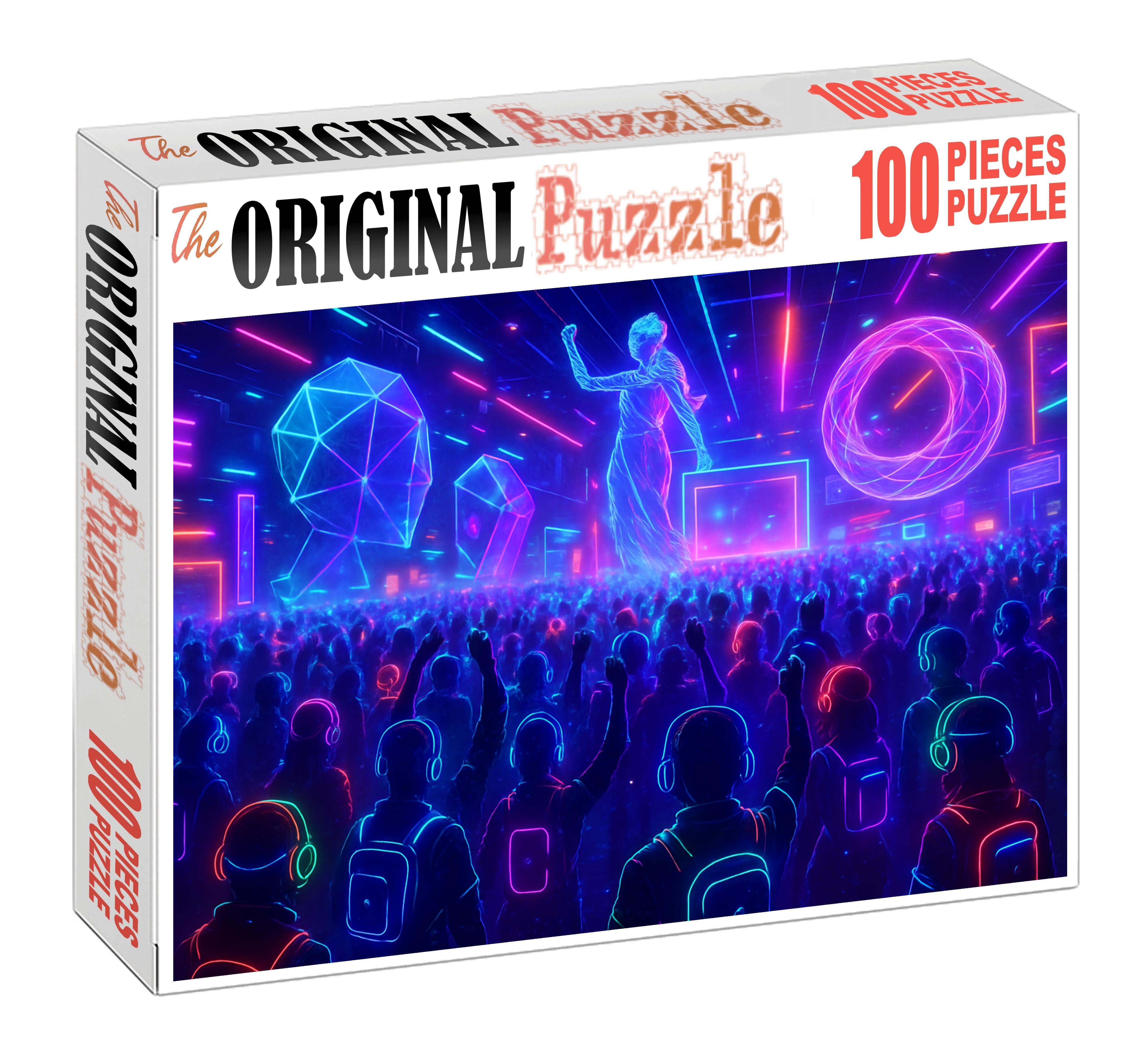 Virtual Reality Festival Vibes Immersive Digital Celebration Of Sound And Color Custom Jigsaw Puzzle
