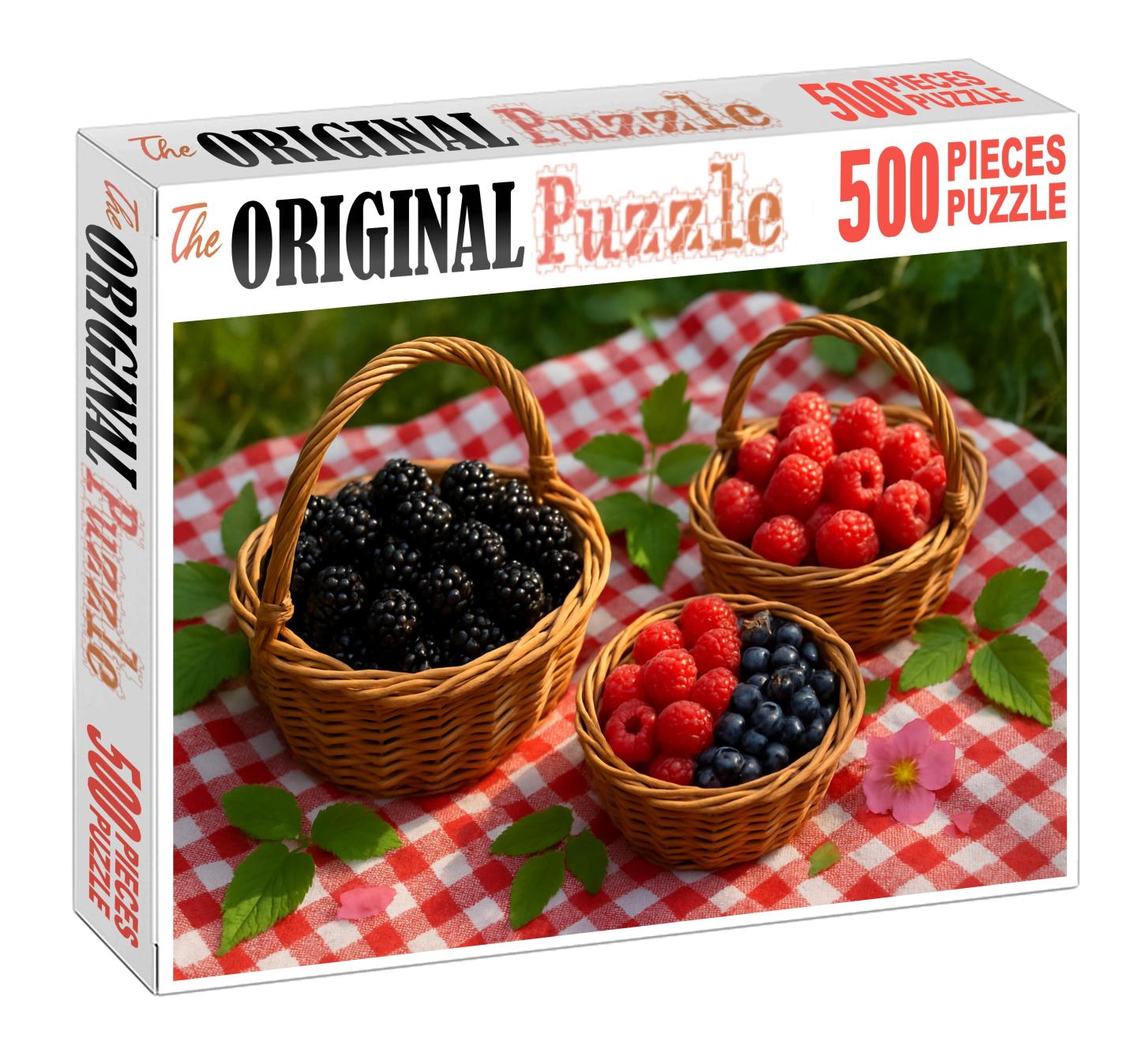 Picnic Pleasures Hand-picked Wild Berries In Natural Woven Containers Premium Puzzle Pieces