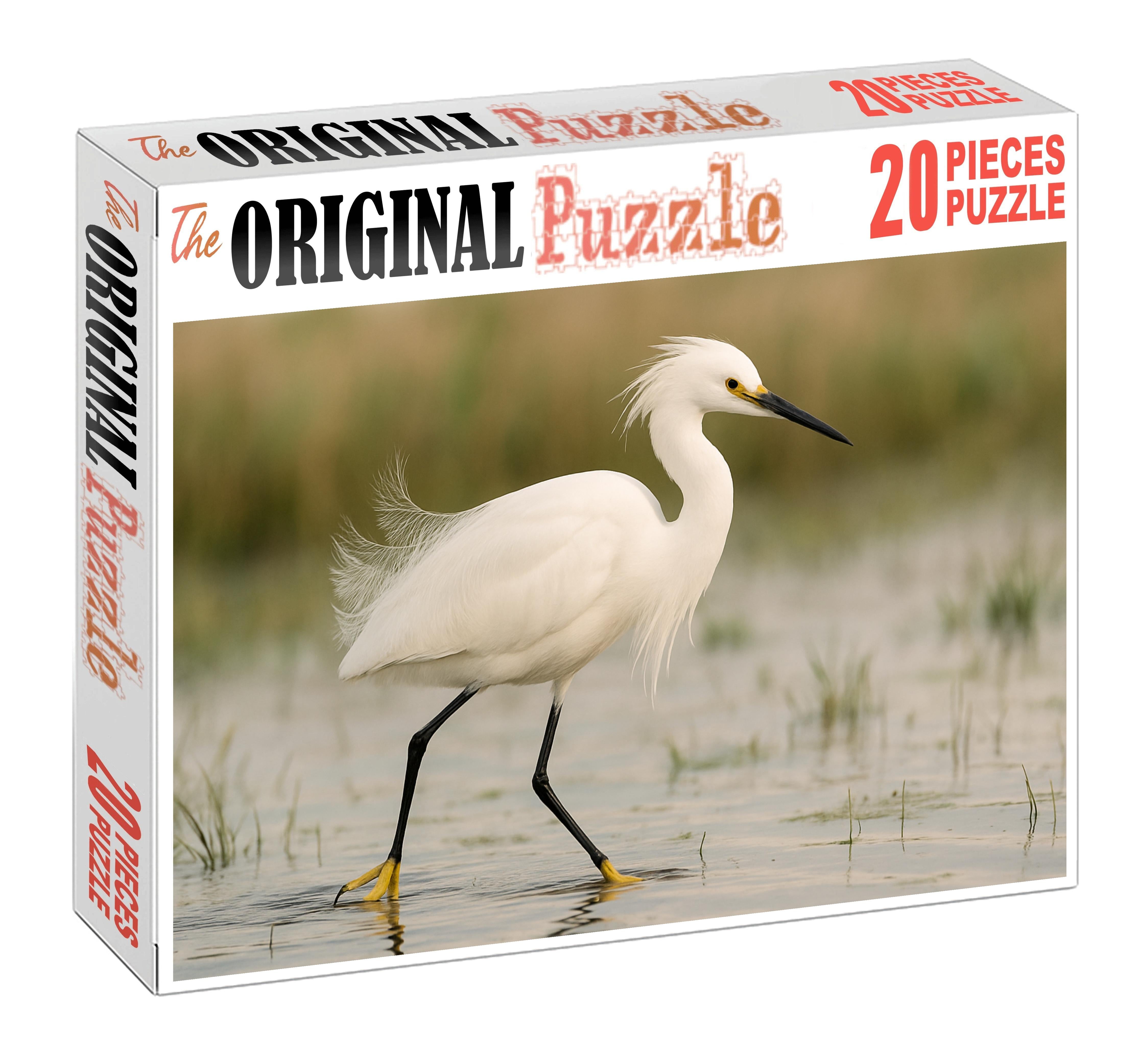 Snowy Egret Graceful Marshland Performer 300 Piece Puzzle