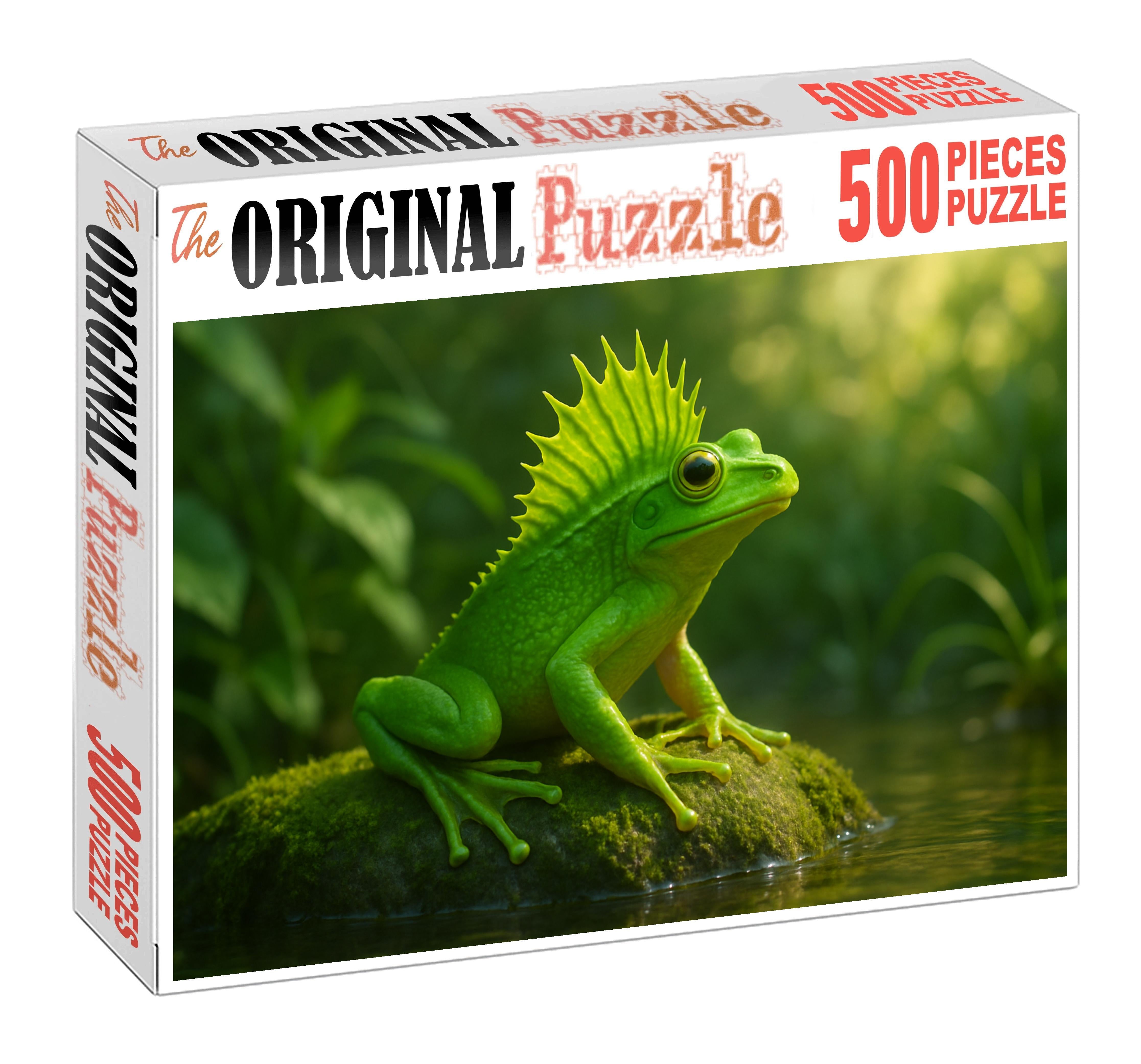 Jade Crest Hopper Vibrant Amphibian With High Leaping Ability And Unique Vocalizations Premium Puzzle Pieces