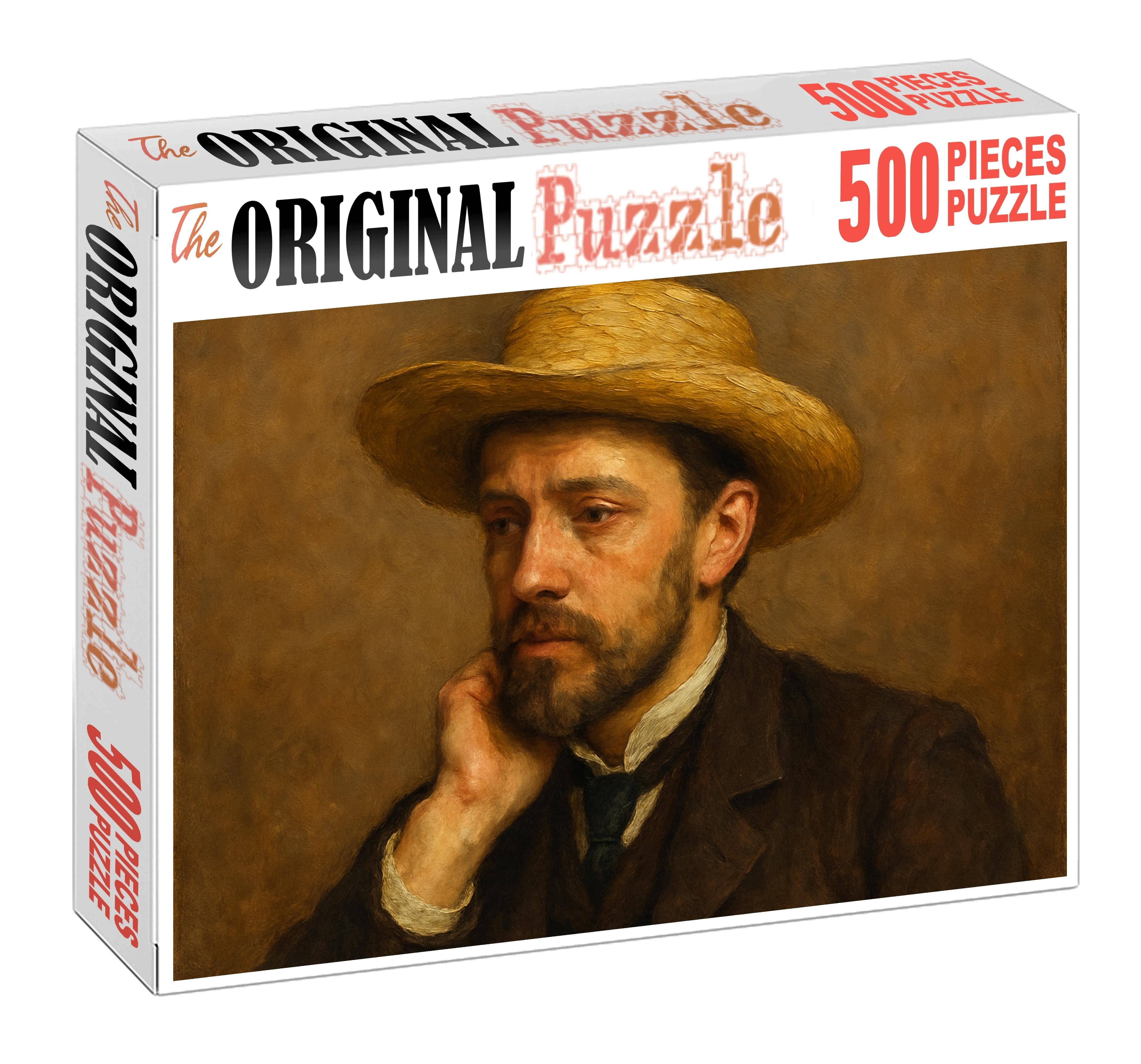 Self-portrait With A Straw Hat Large Format Puzzle