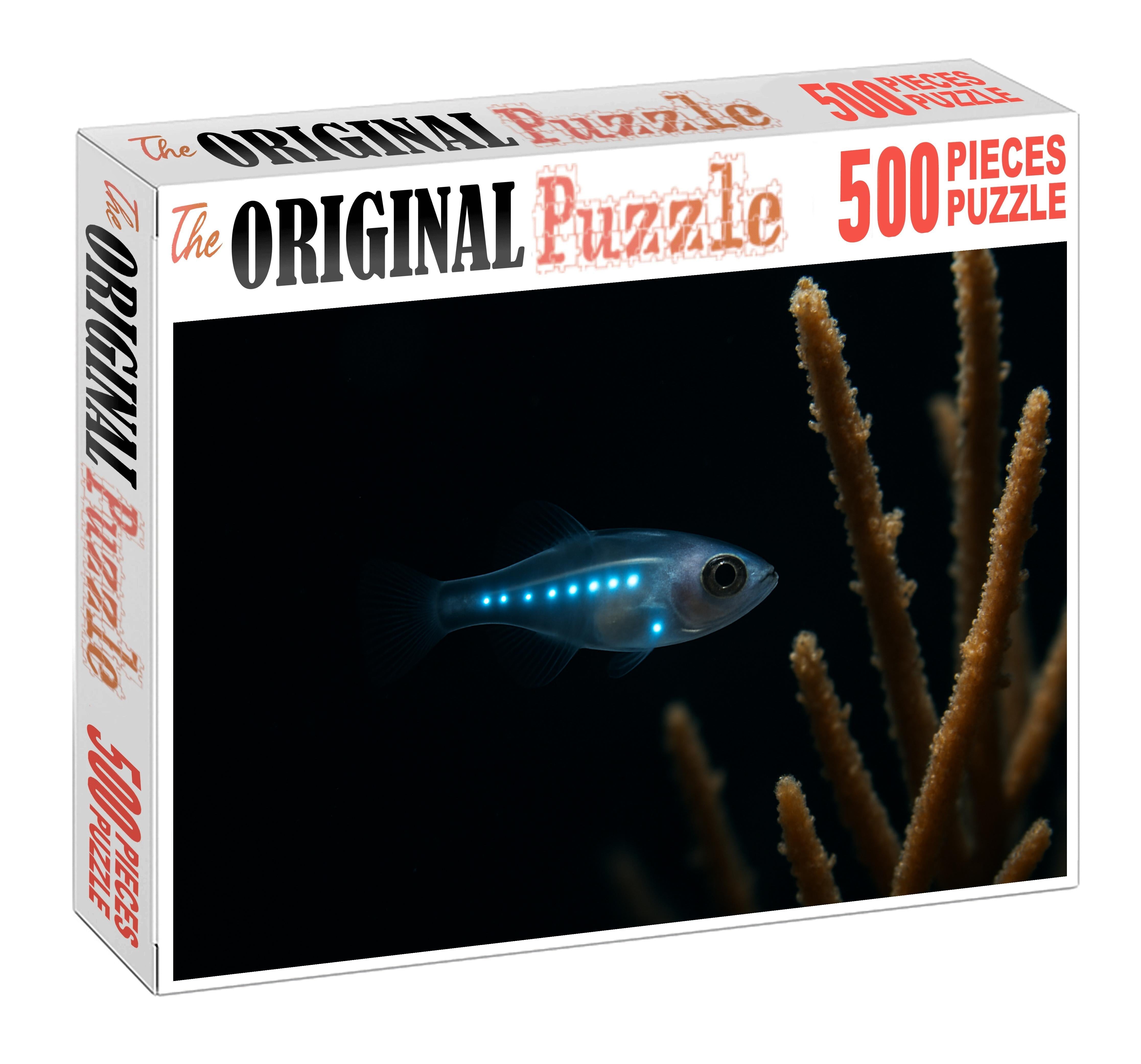 Moonveil Glimmerfish Small Deep Water Fish With Translucent Body And Bioluminescent Patterns 100 Piece Puzzle