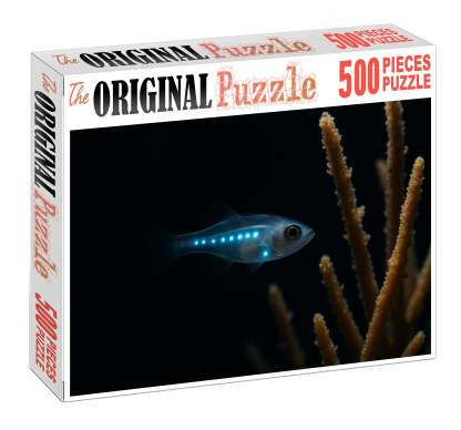 Moonveil Glimmerfish Small Deep Water Fish With Translucent Body And Bioluminescent Patterns 100 Piece Puzzle