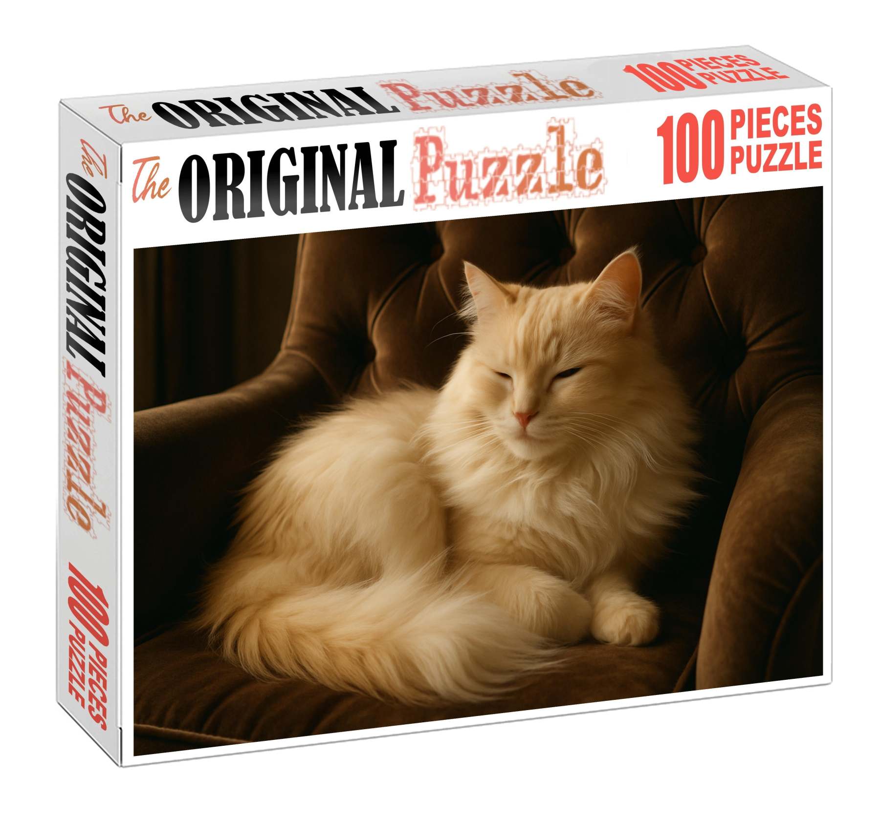 Ivory Cascade Longhaired Cream-colored Cat With Serene Disposition 200 Piece Puzzle