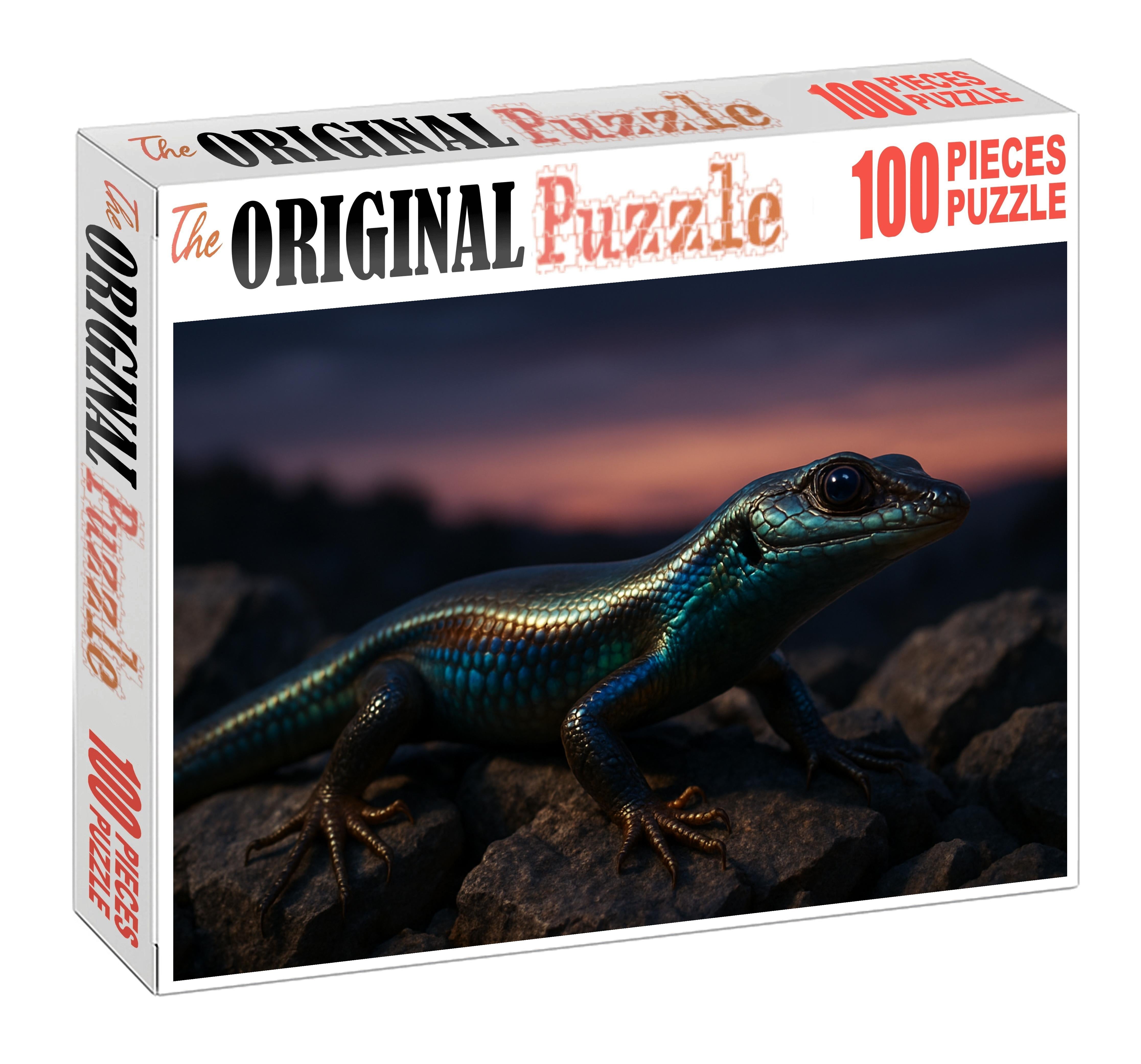 Twilight Strider Elusive Desert Lizard With Iridescent Skin And Rapid Reflexes 100 Piece Puzzle