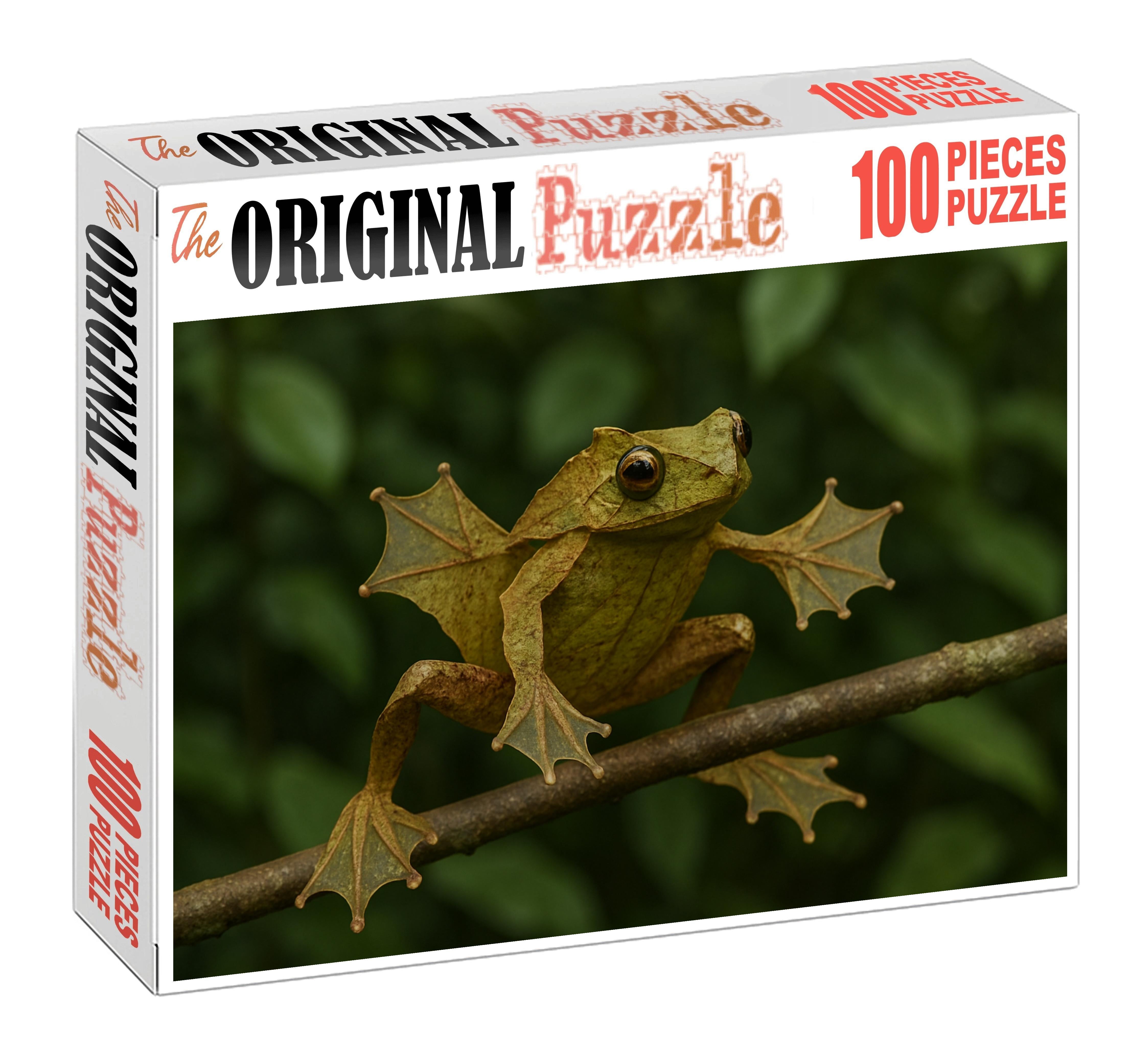 Gliding Leaf-mimic Frog Master Of Camouflage With Webbed Hands 100 Piece Puzzle