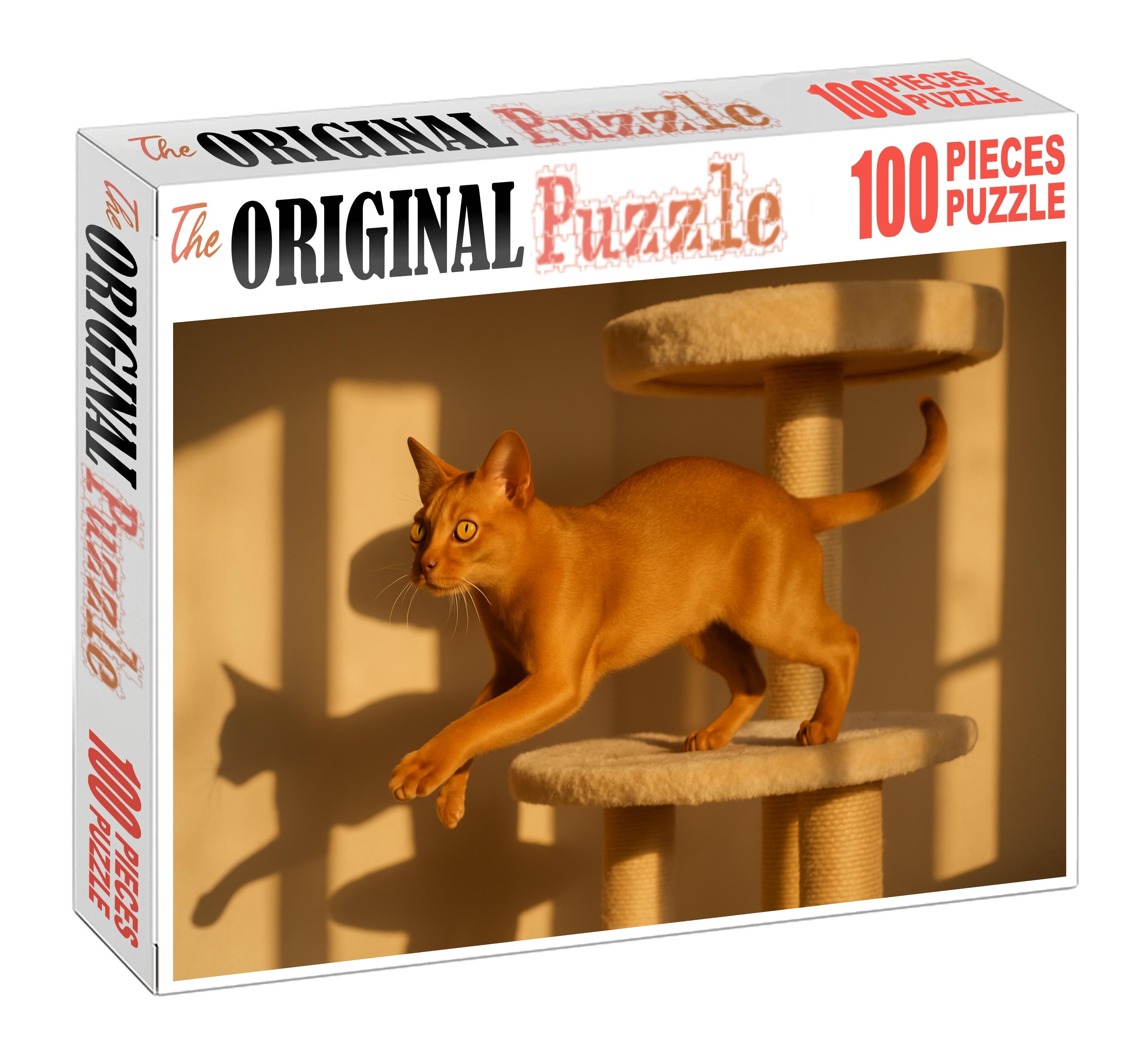 Golden Ripple Smooth Coated Cat With Luminous Yellow Eyes 20 Piece Puzzle