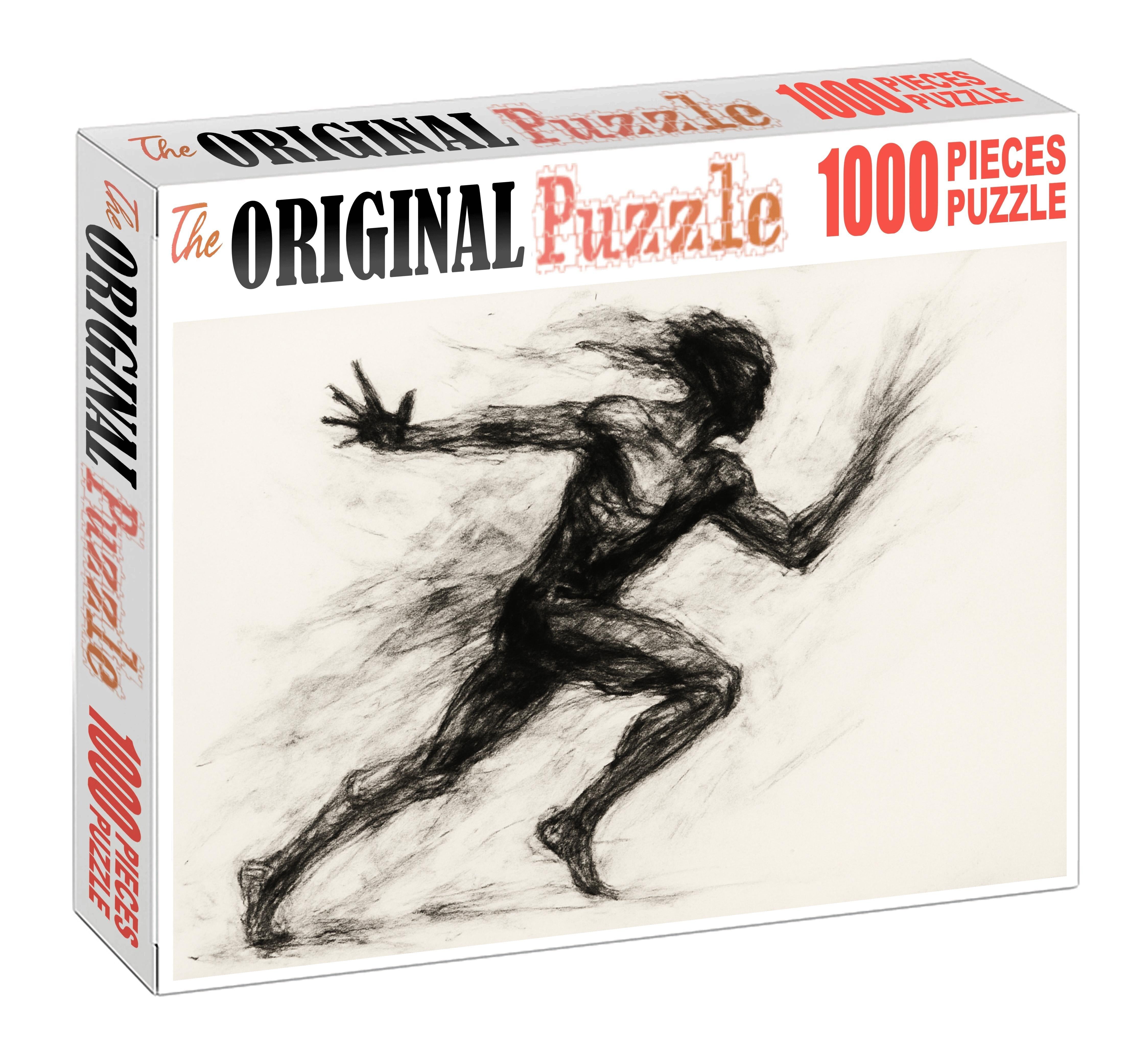 Dynamic Figure Gesture Expressive Charcoal Movement Sketch Custom Jigsaw Puzzle