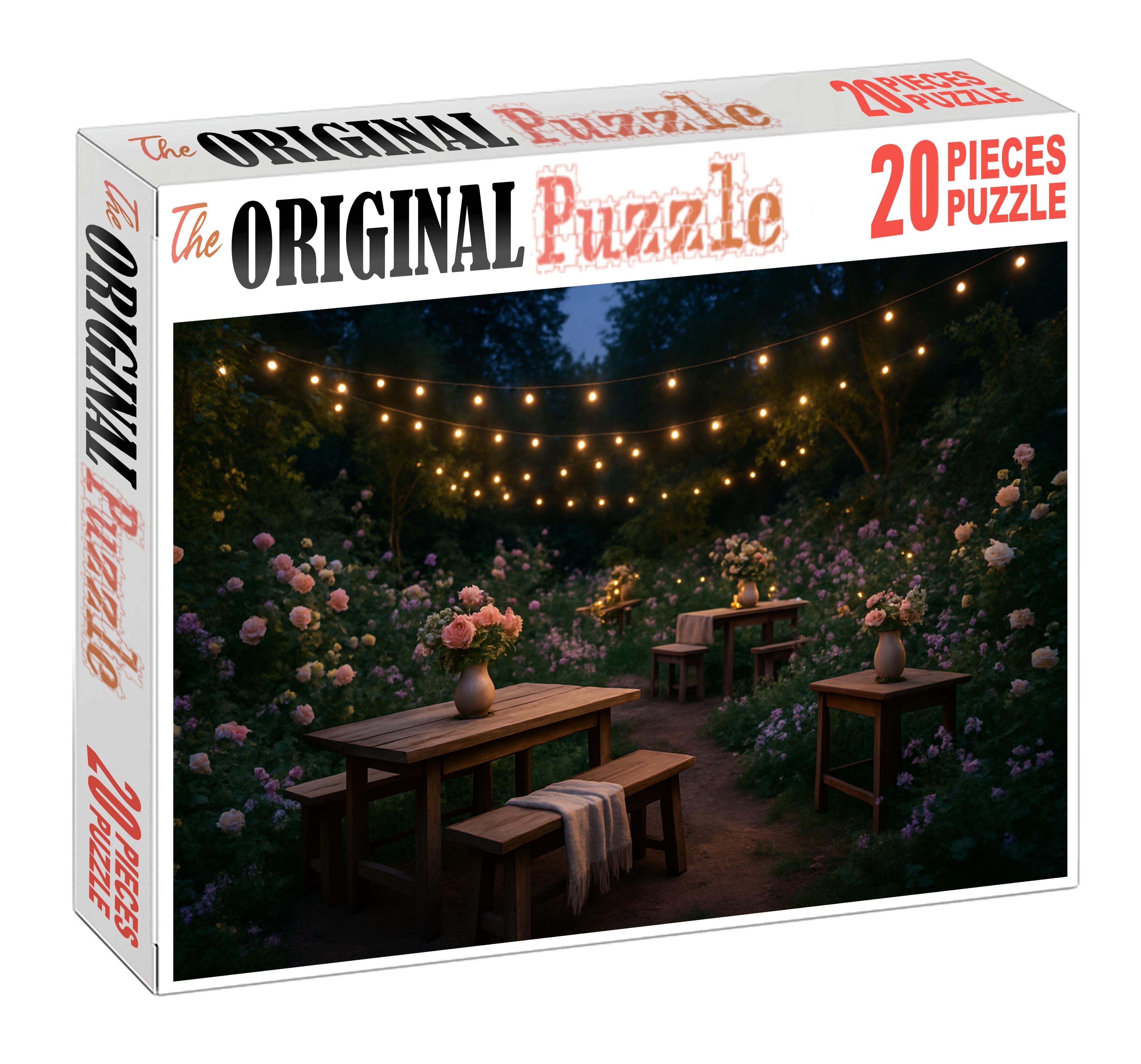 Midsummer Garden Serenade Twilight Blooms And Twinkling Fairy Lights 100 Piece Puzzle