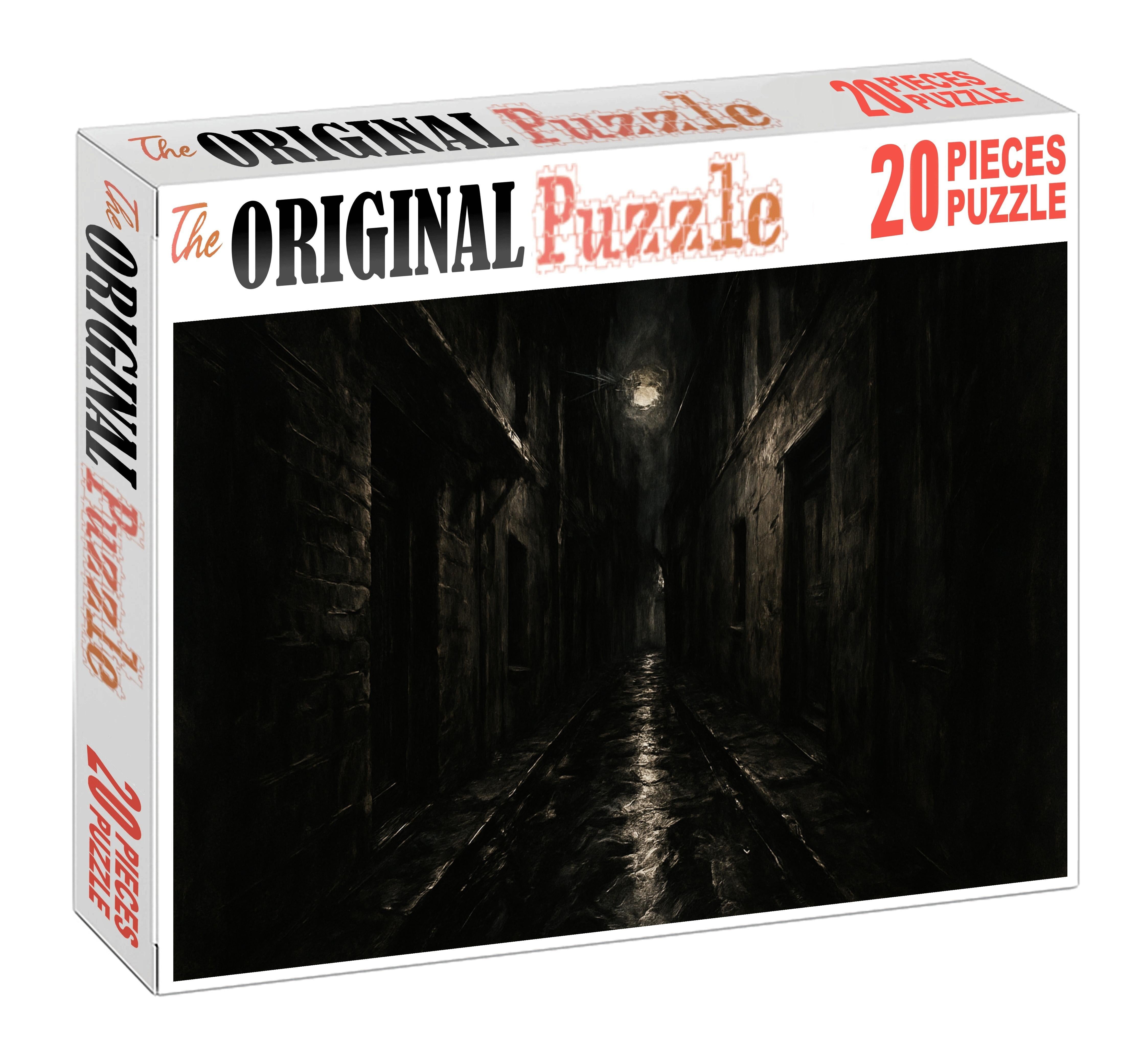 Nocturnal Urban Alley Charcoal Sketch With Dramatic Contrast And Moody Shadows 1000 Piece Puzzle