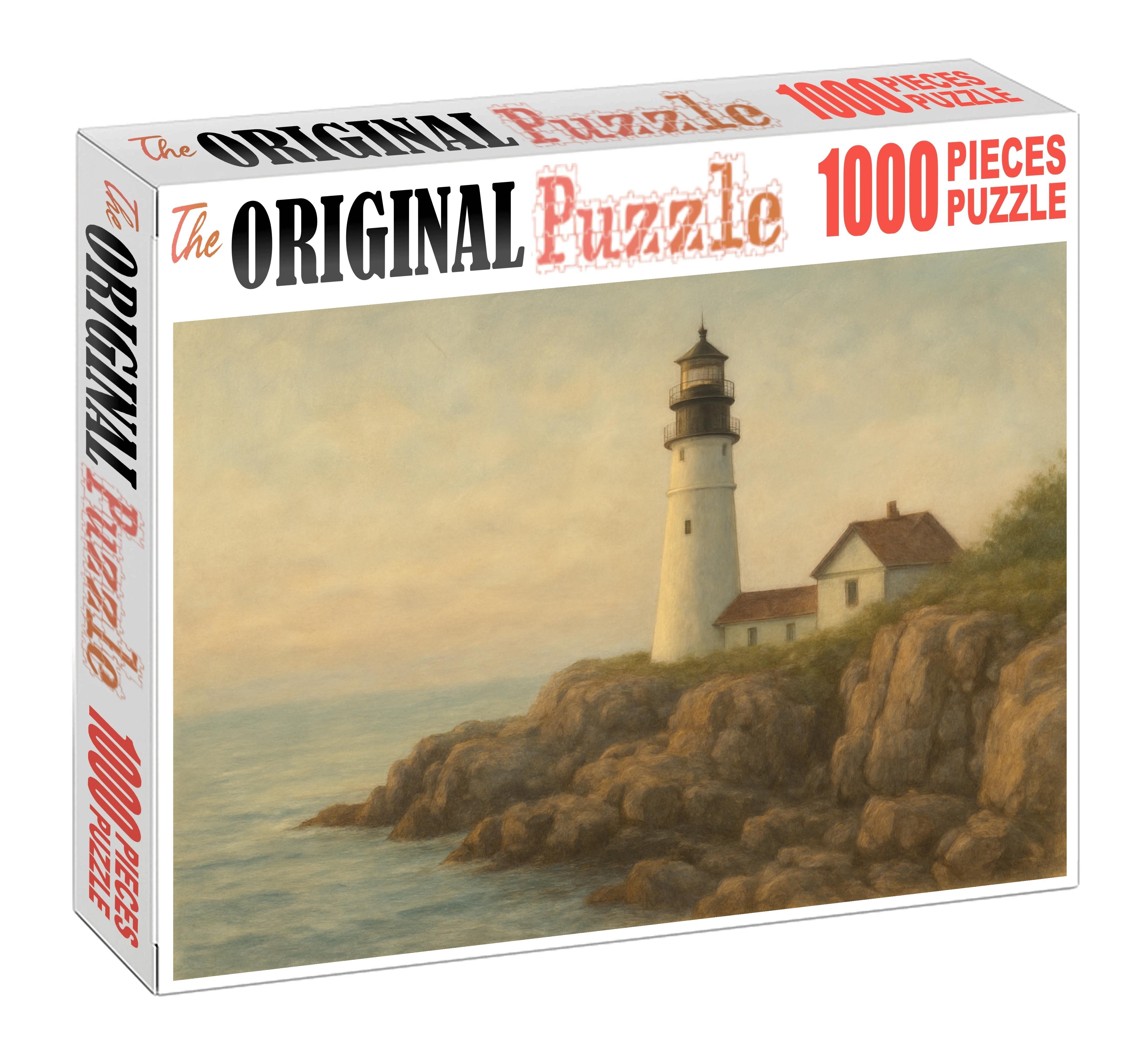 Coastal Lighthouse Scene Soft Pastel Landscape With Textured Detail Puzzle Challenge