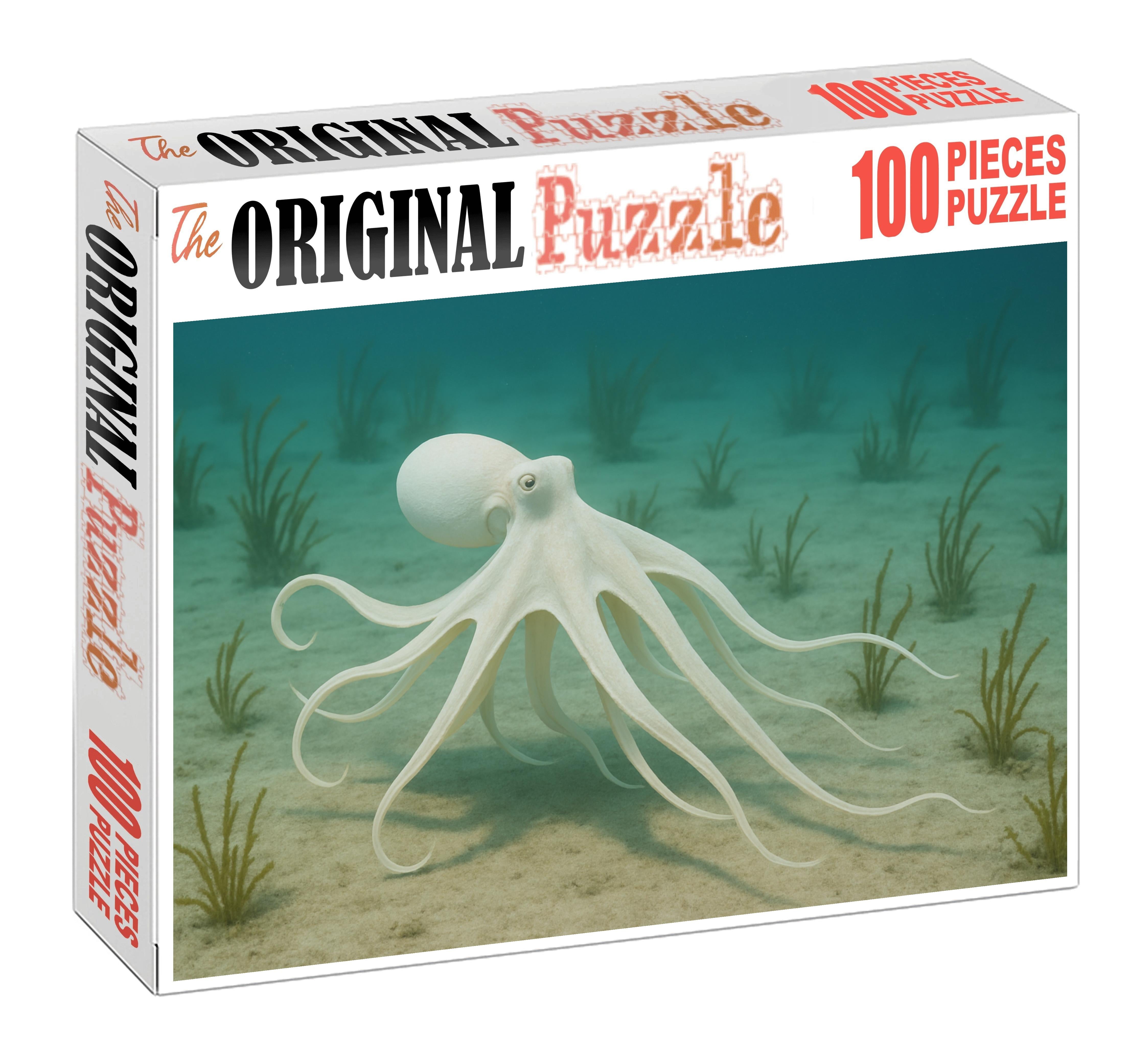 Ivory Ribbon Octopus Graceful Cephalopod With Flowing Tentacles Mini Puzzle