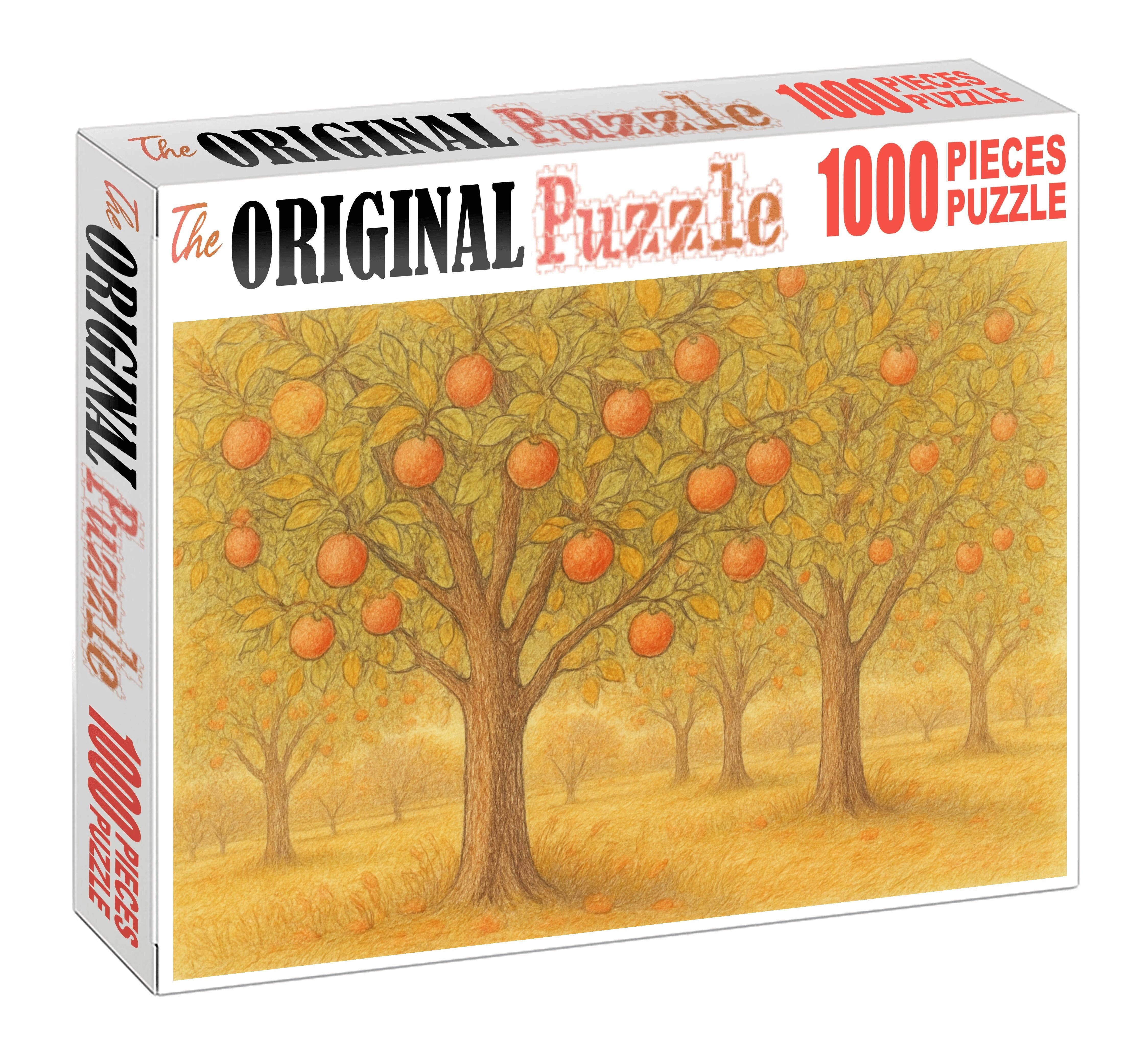 Rustic Orchard Study Colored Pencil Sketch Of Autumnal Fruit Trees Puzzle Collection