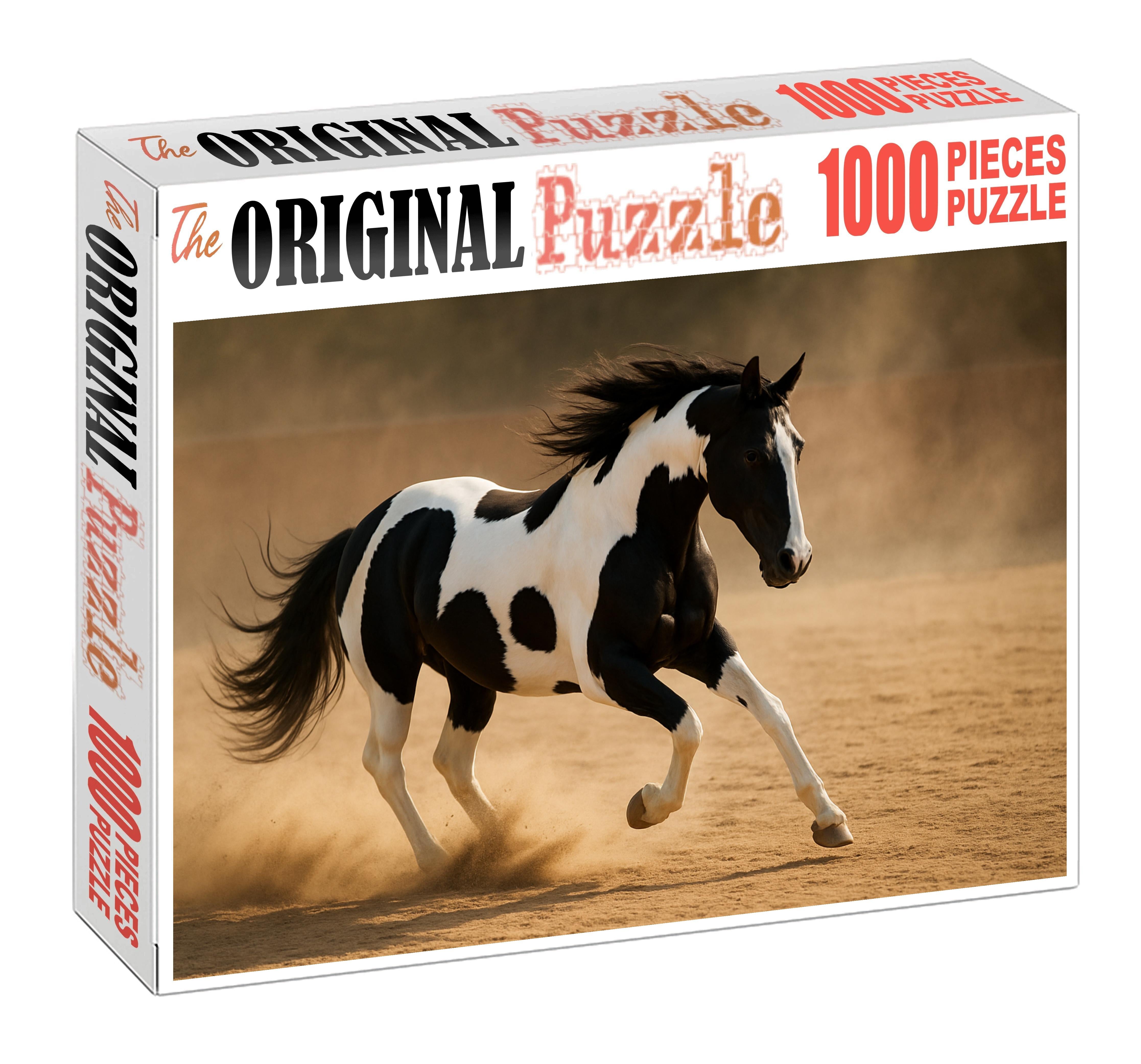 Shadow Glen Pinto Eye-catching Black And White Mare With Dynamic Flair Custom Jigsaw Puzzle
