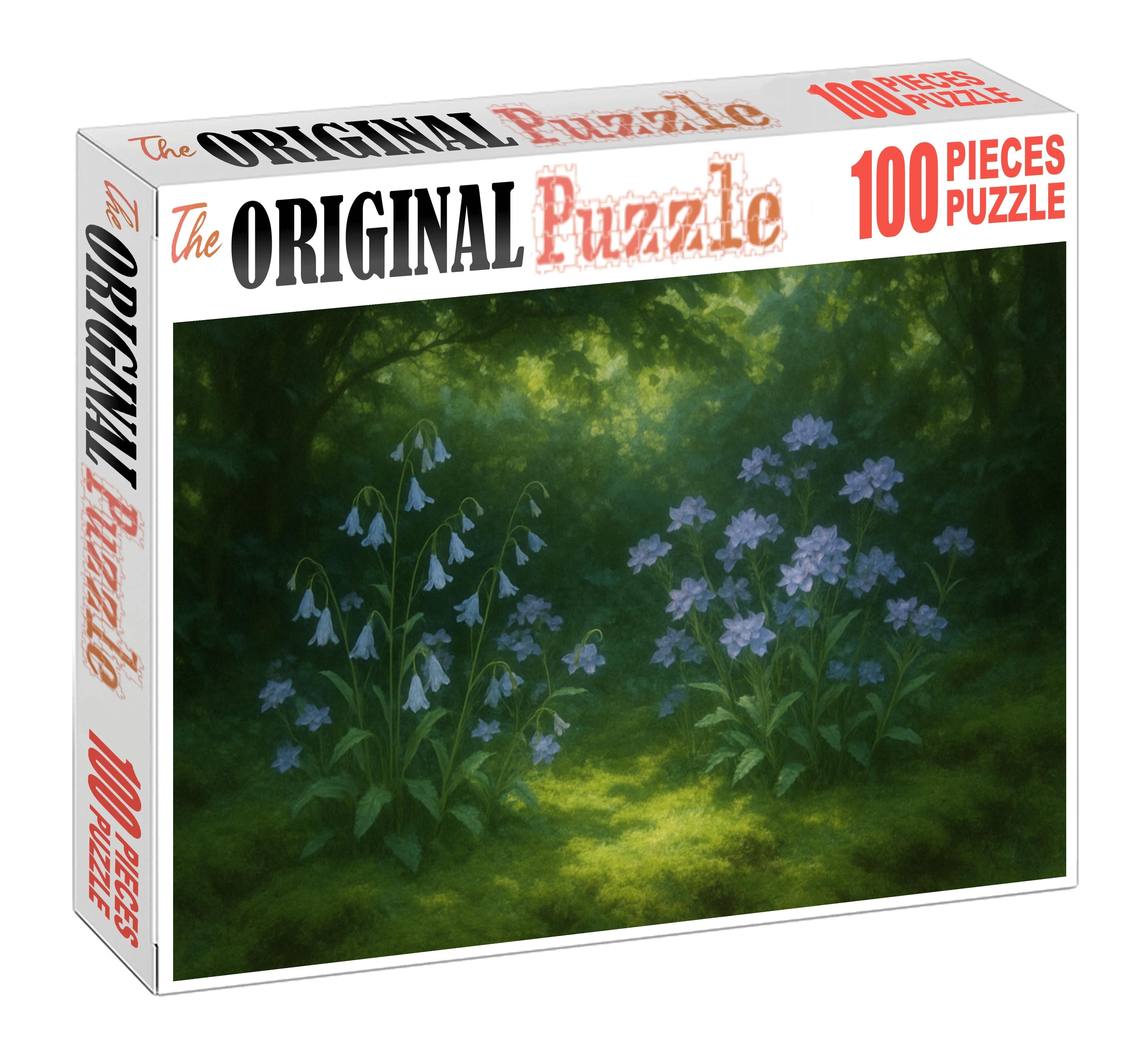 Mist Garden Niche Soft Blue And Lavender Blooms Nestled In Mossy Ground Cover Puzzle For Kids