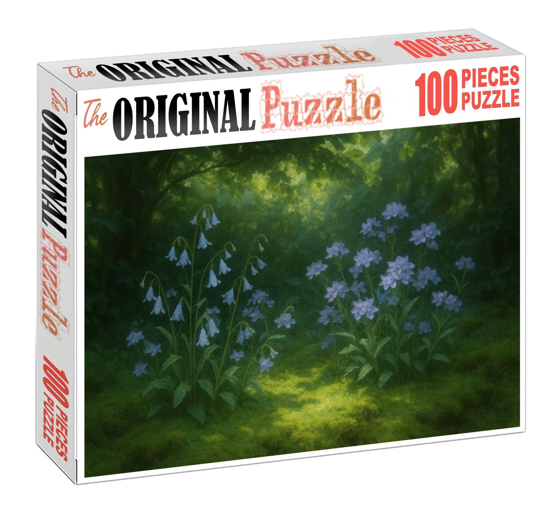 Mist Garden Niche Soft Blue And Lavender Blooms Nestled In Mossy Ground Cover Puzzle For Kids