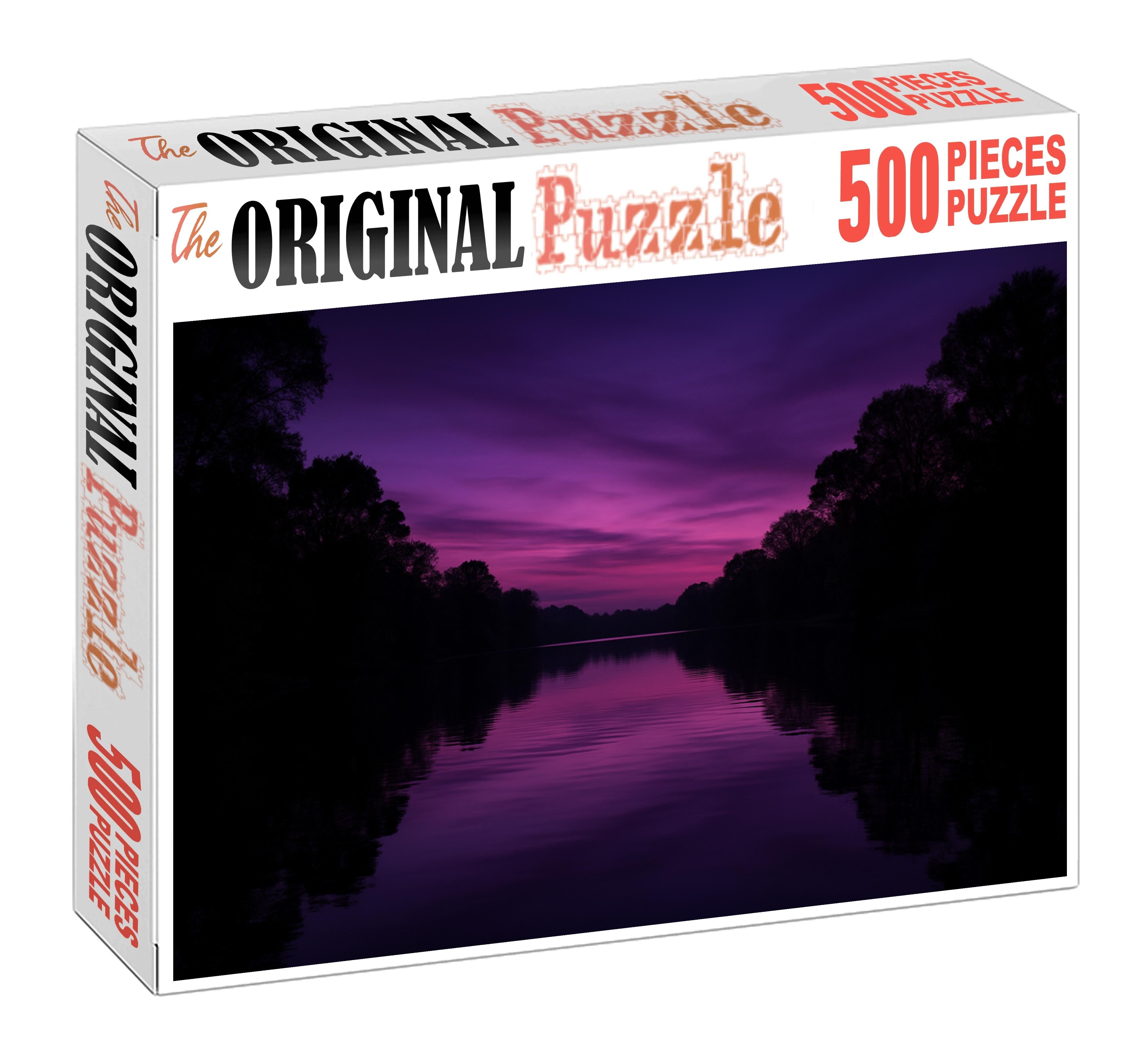 Velvet Dusk Embrace Gentle Purples Over Tranquil Waters Puzzle For Adults