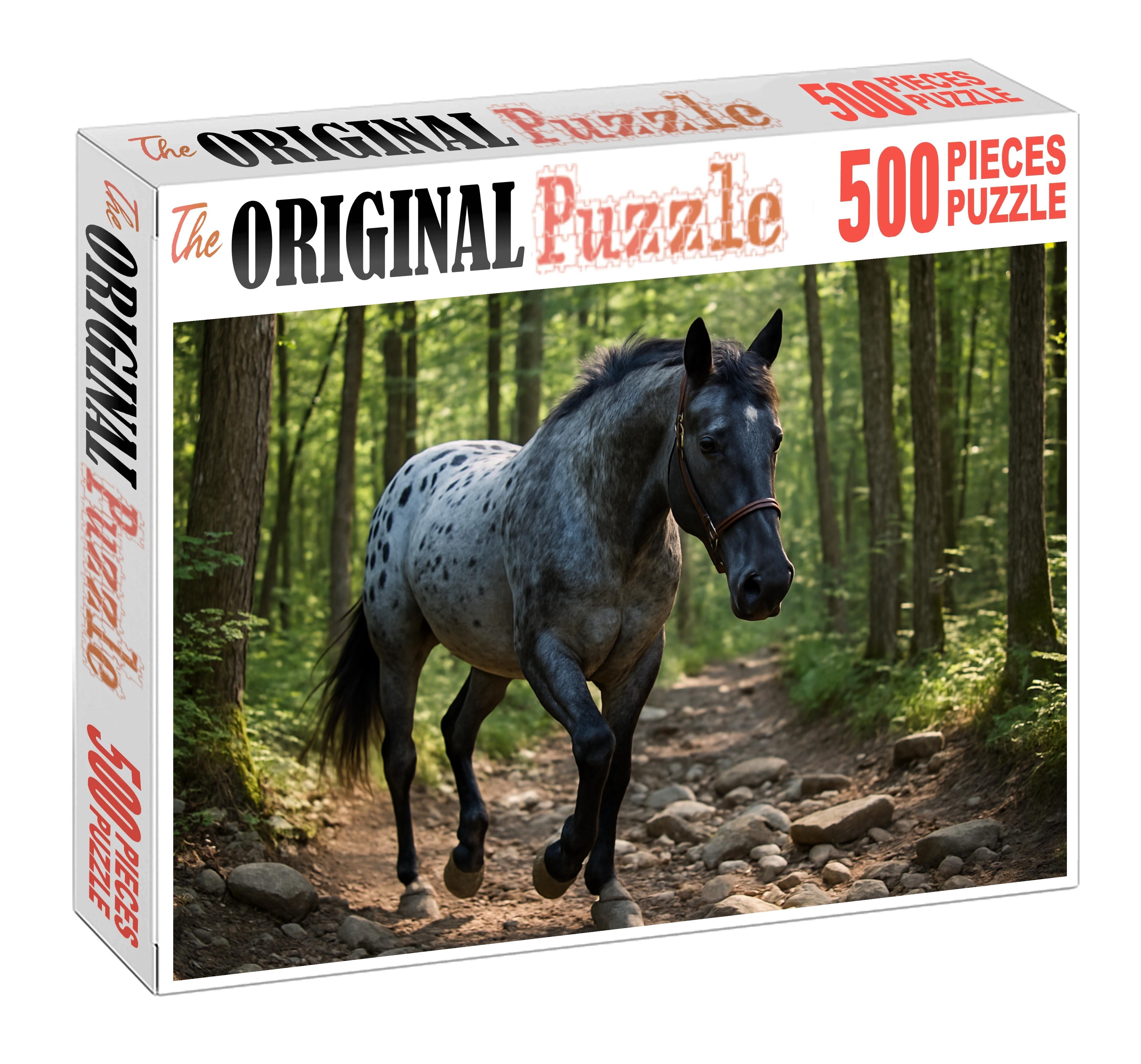 Storm Rider Steely Blue Roan Appaloosa Gelding With Surefooted Trail Talent 50 Piece Puzzle