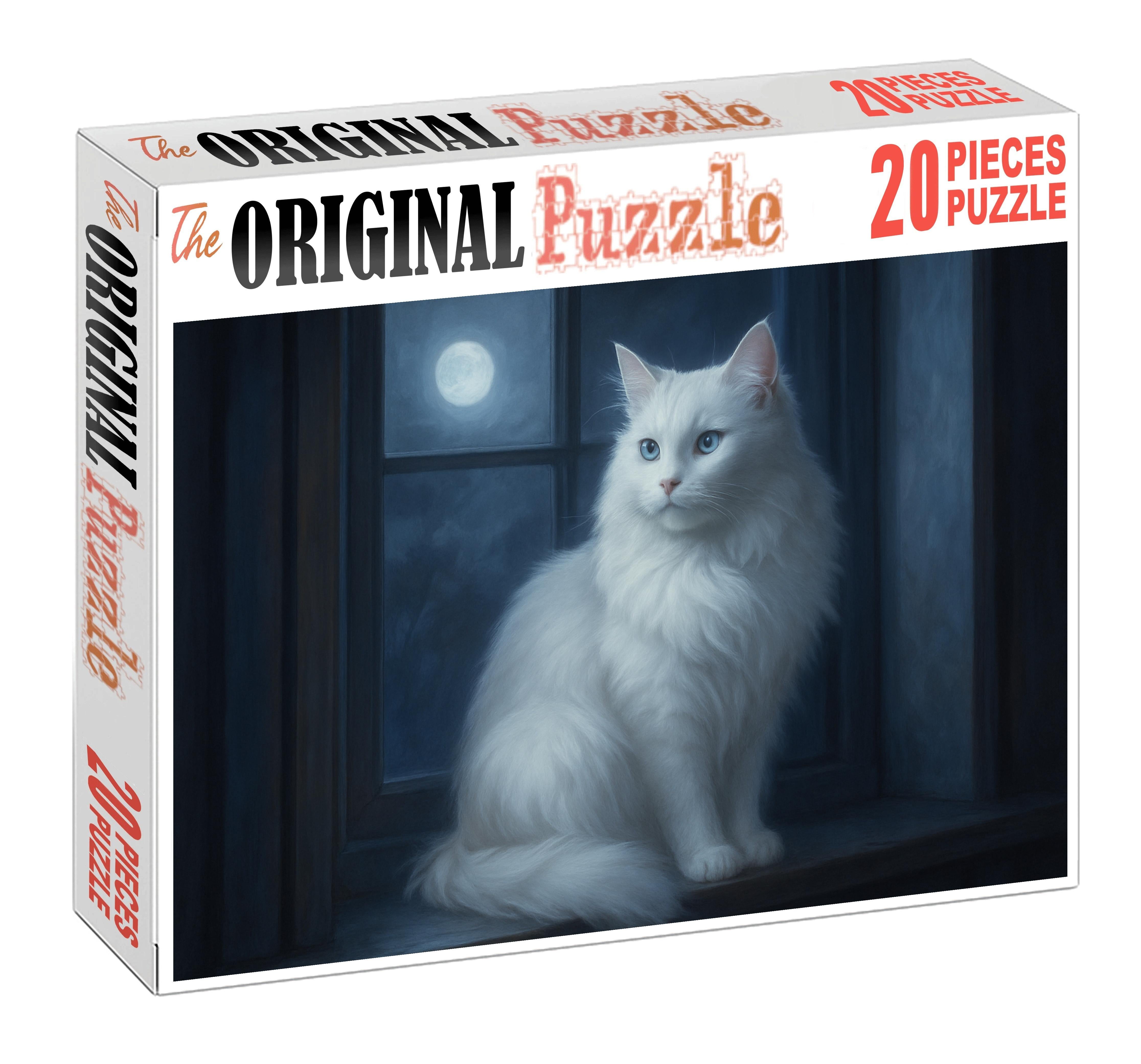 Moonlight Pearl Shimmering White Longhair With Calm Grace Unique Puzzle Design